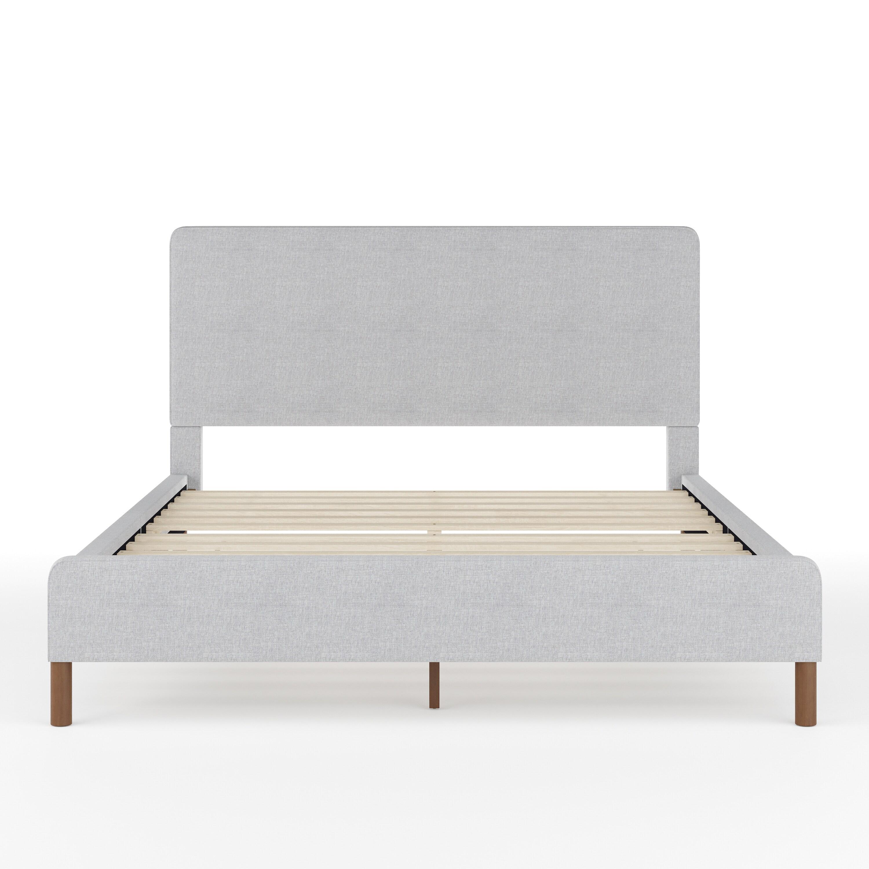 Martha Stewart Britta Upholstered Platform Bed With Piped Detail Headboard