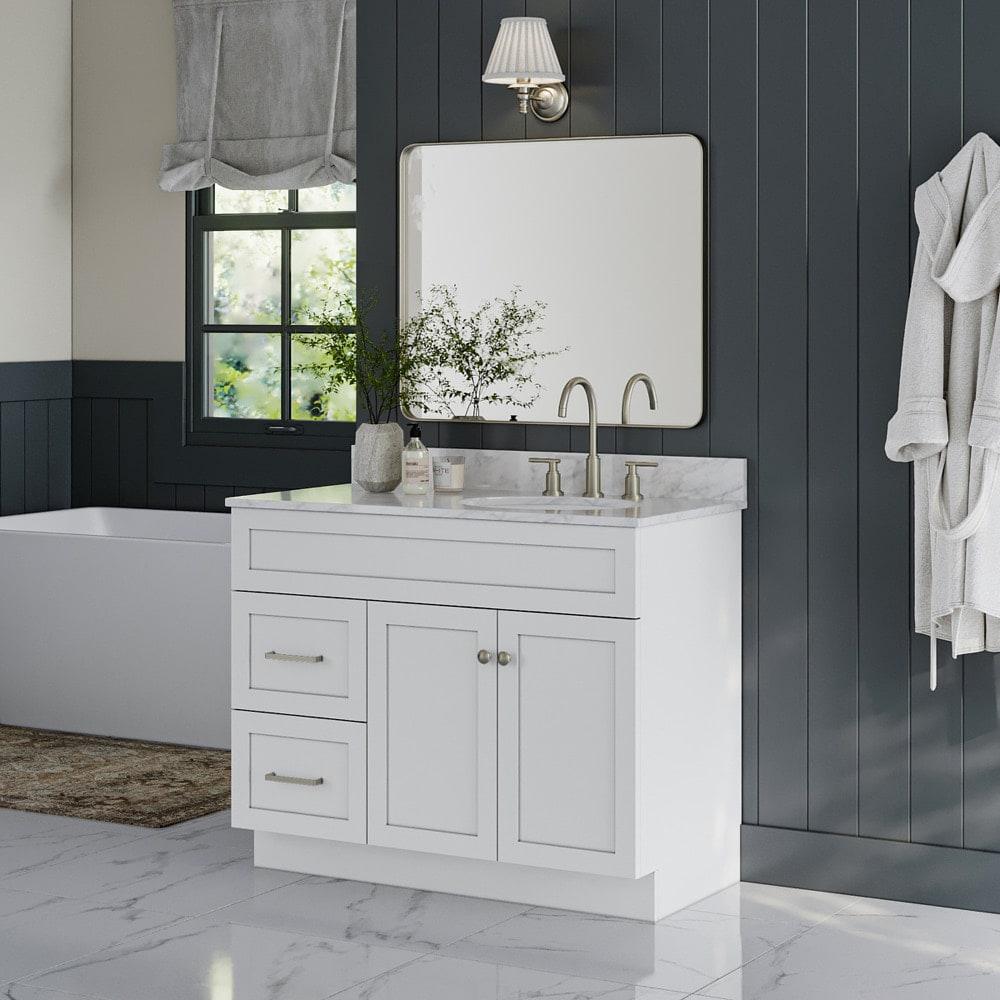 Hamlet 43" White Carrara Marble Single Vanity Set