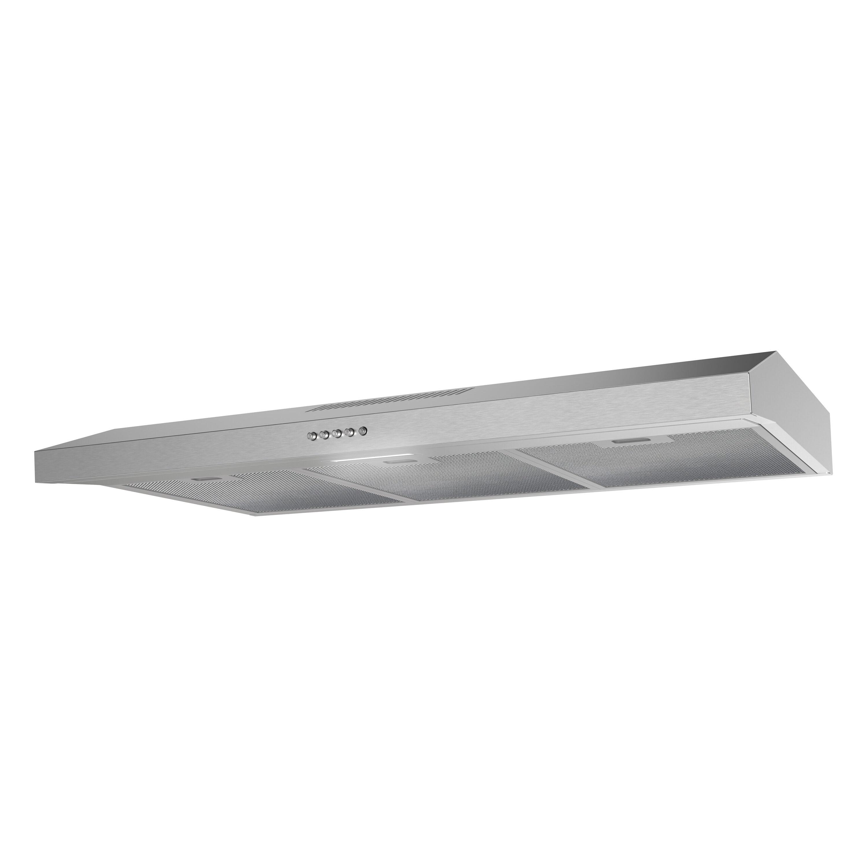 Streamline 36 In. T-10189-1-CL Grosetto Convertible Undermount 80 CFM Range Hood In Brushed Stainless Steel With Mesh Filters, Push Button Control, LED Light