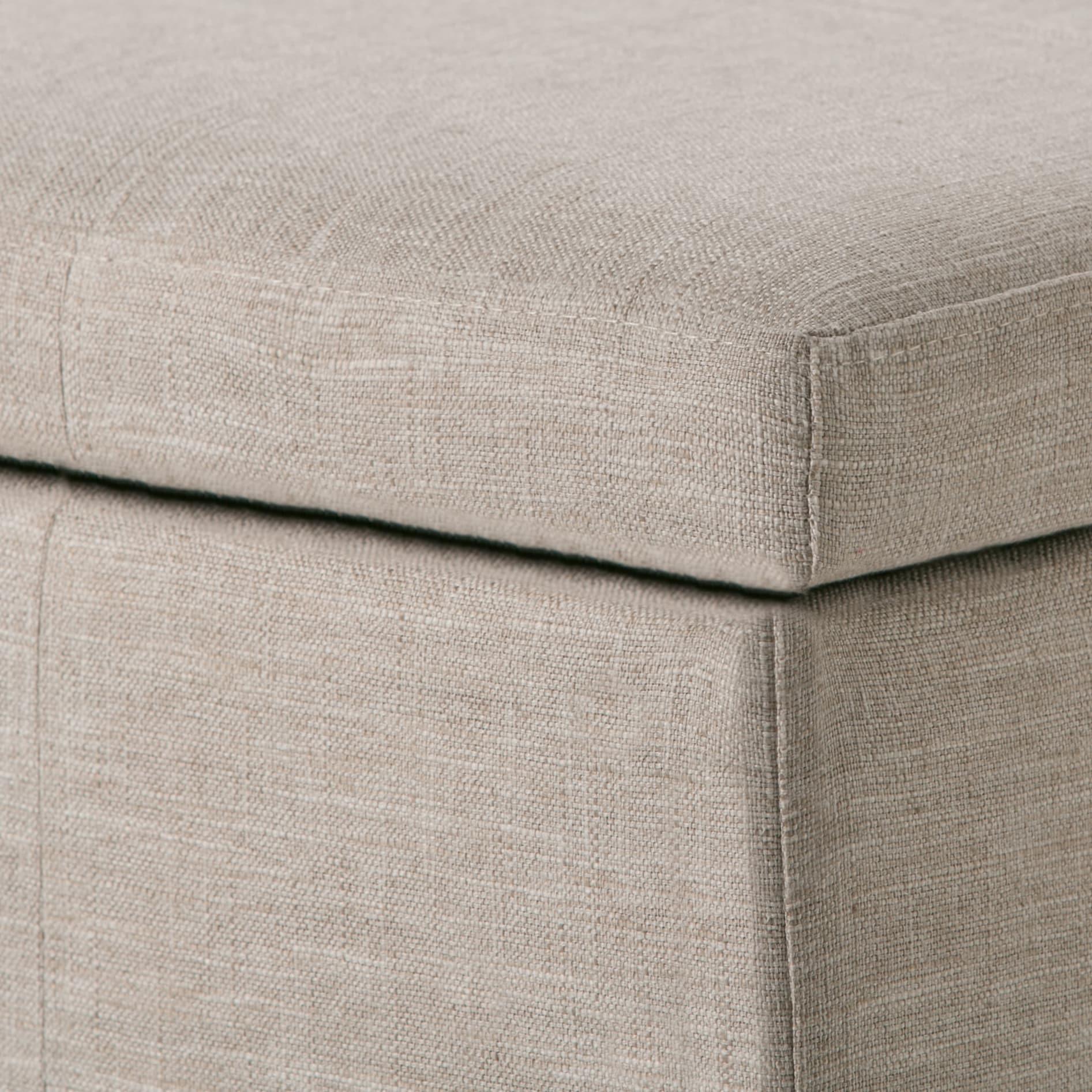 Simpli Home Kingsley 48"W Upholstered Storage Ottoman with Lift-Top Lid, Nailhead Trim, and Stitching Detail