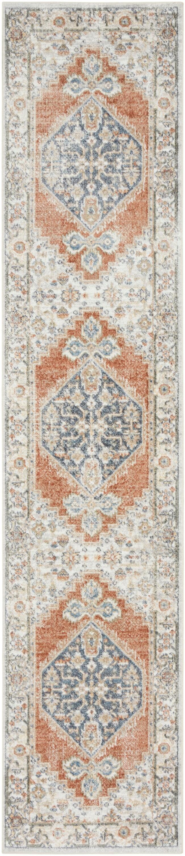 Nourison Astra Machine Washable Vintage Persian Indoor Bathroom, Kitchen Runner Rug Grey/Multi 2'2" x 12'