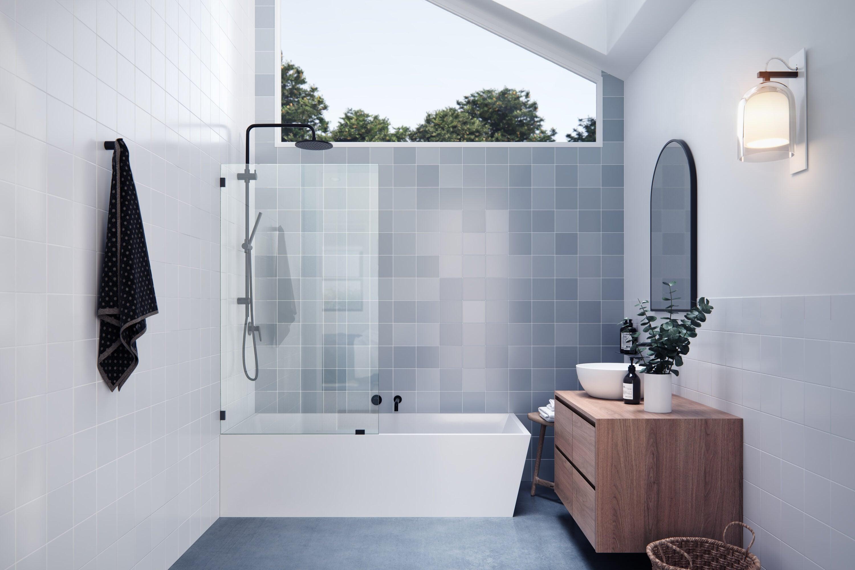 Vela 34 in. x 58.25 in. Frameless Single Fixed Bath Panel