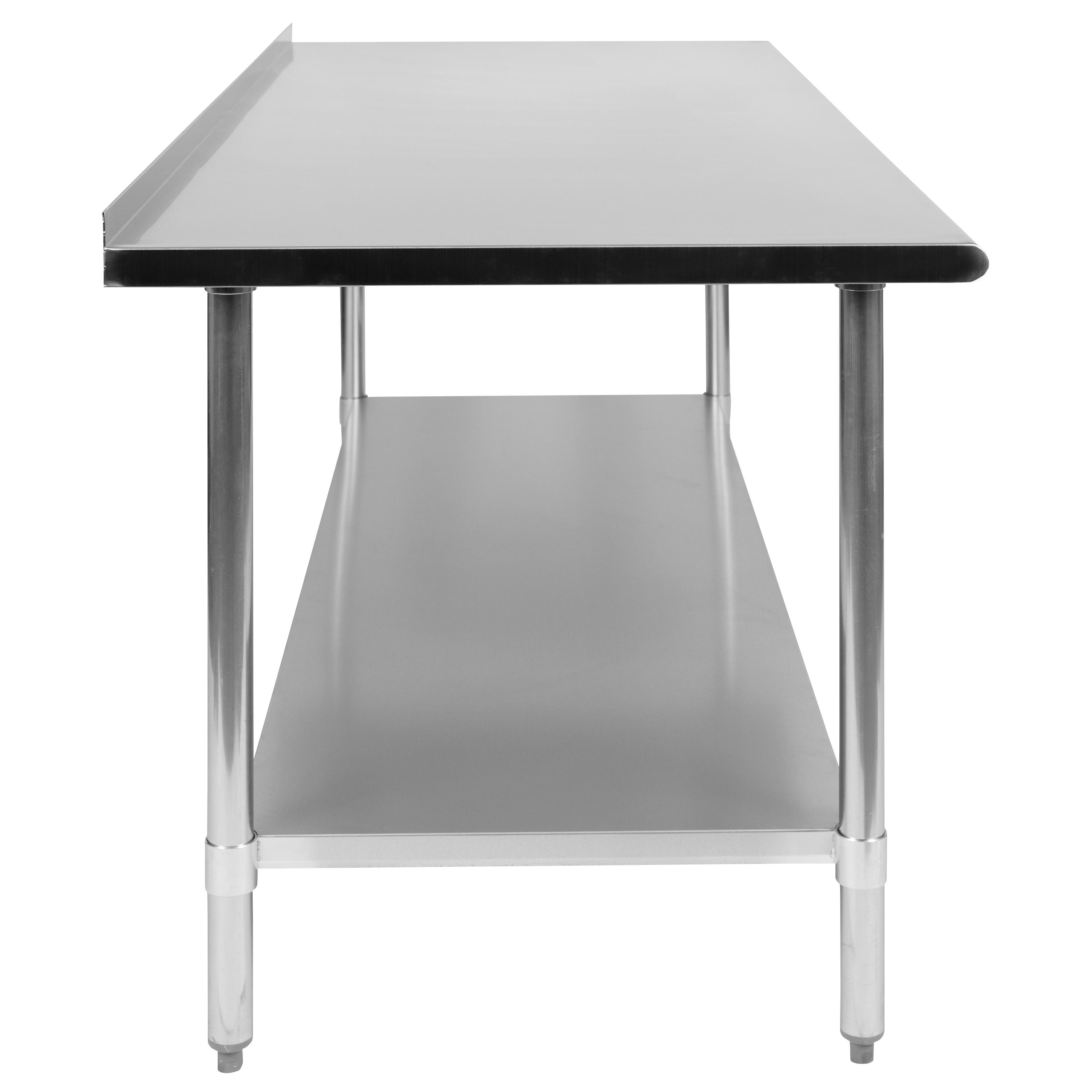 Woodford Stainless Steel Prep and Work Table with Backsplash and Undershelf by Flash Furniture