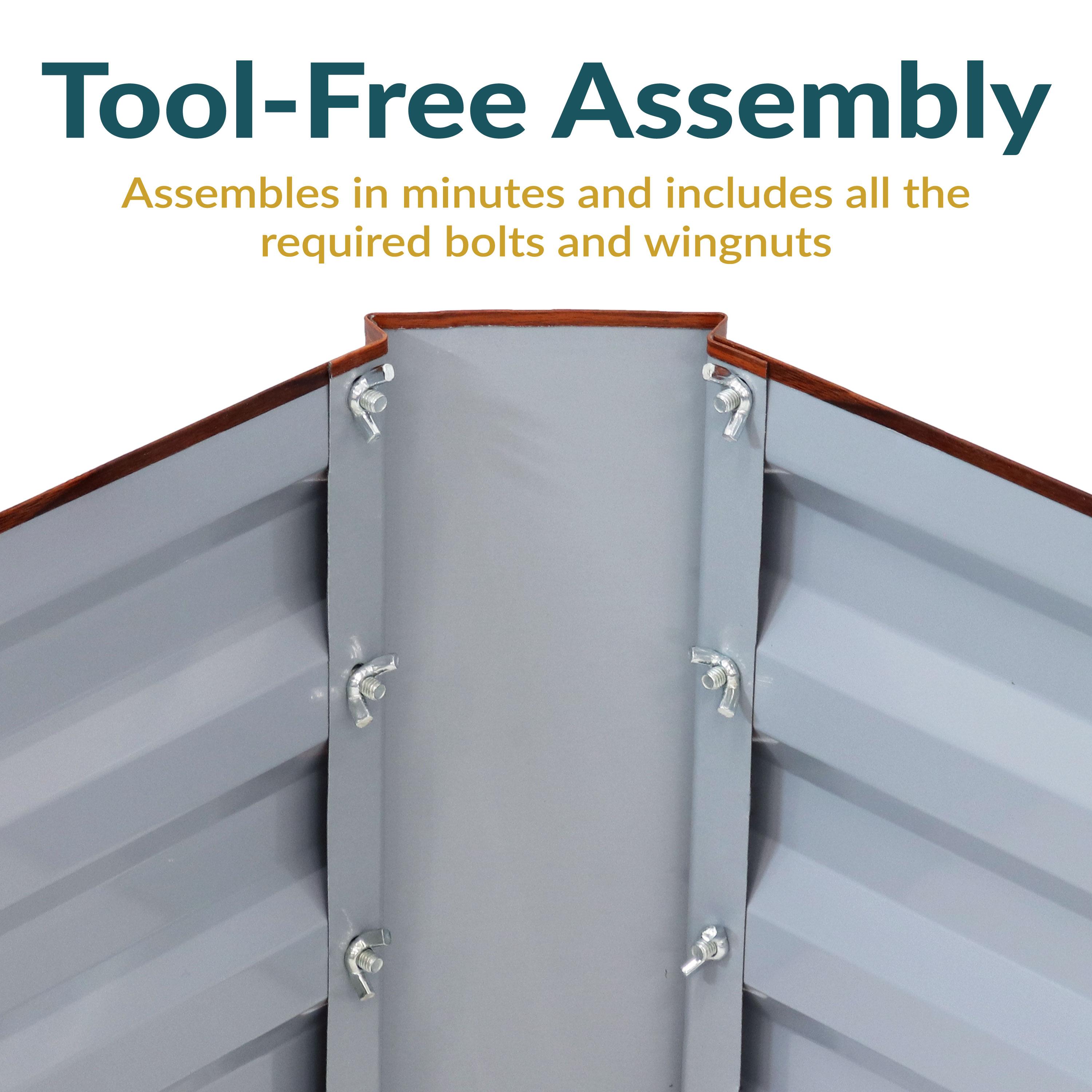 Sunnydaze Corrugated Galvanized Steel Raised Garden Bed for Plants, Vegetables, and Flowers - 24" Square x 11.75" H - Dark Gray