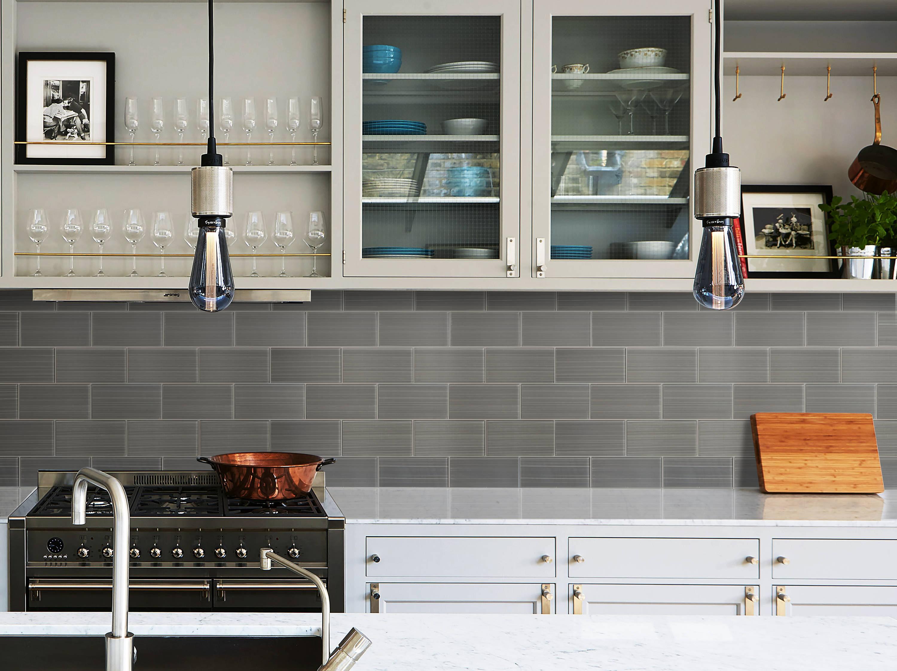 Hand Painted Series 3'' W x 6'' L Glass Peel and Stick Subway Tile