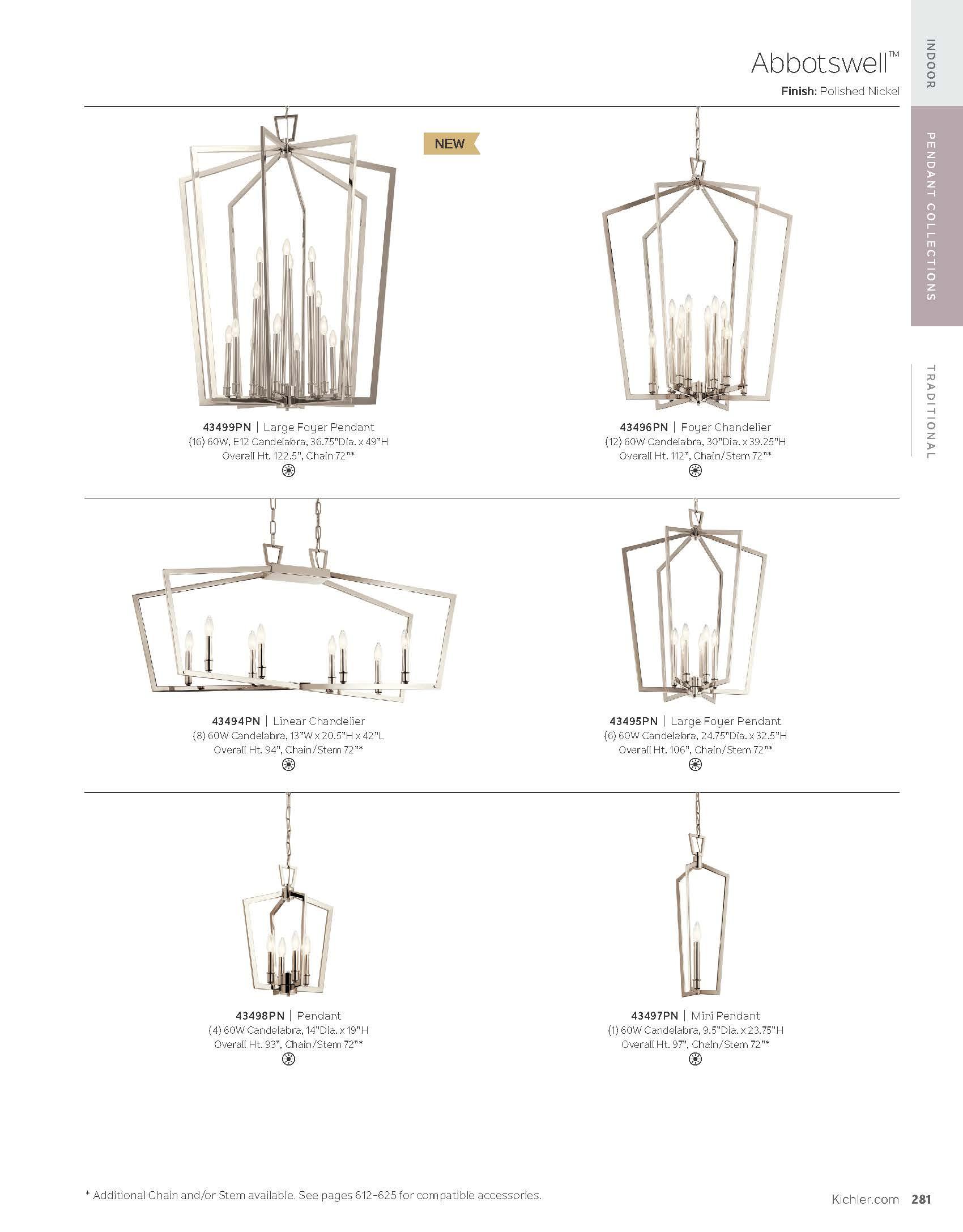 Kichler Lighting Abbotswell 6 - Light Pendant in  Natural Brass