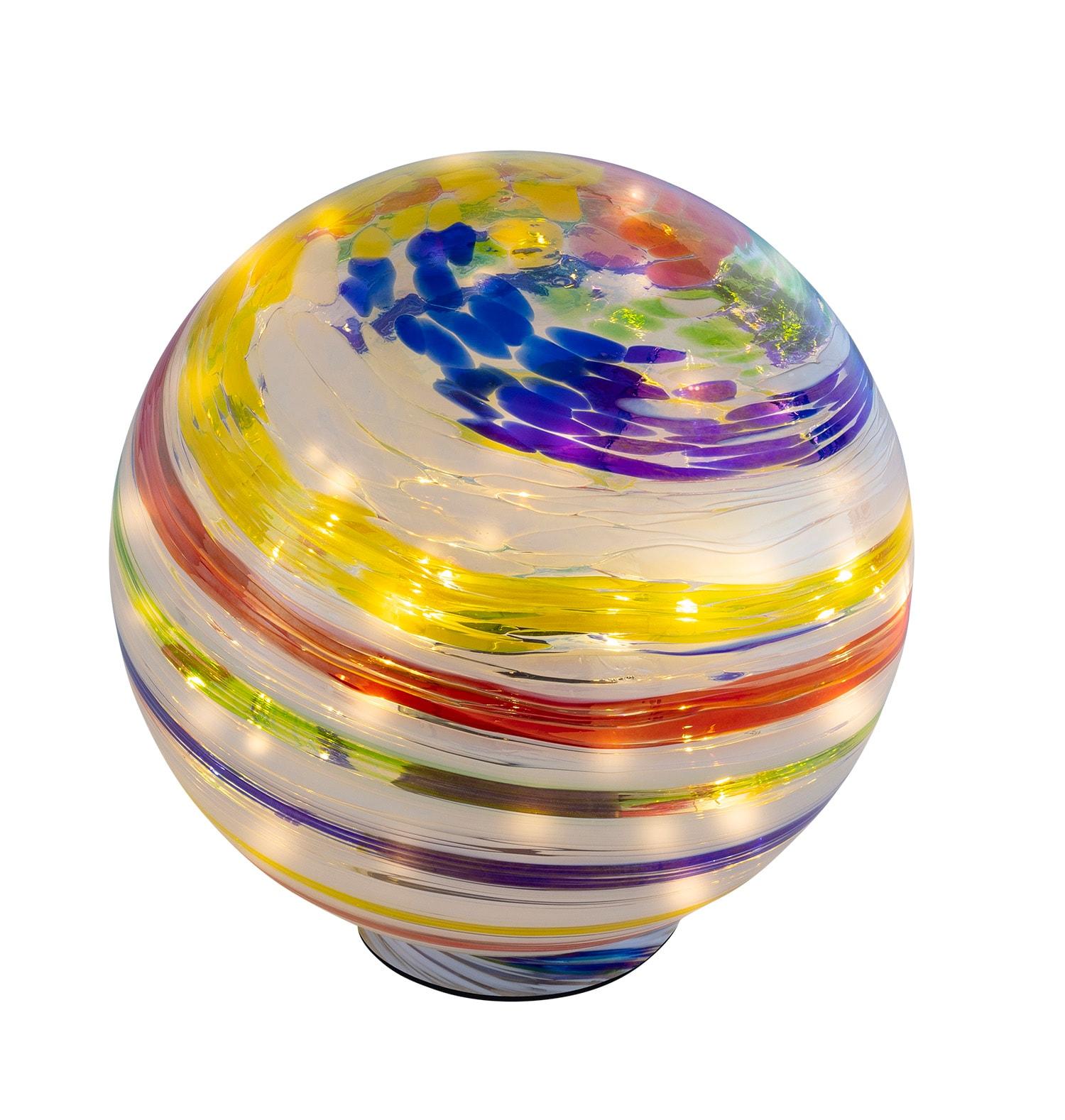Alpine Corporation 10" Light up Glass Gazing Balls, Multicolor