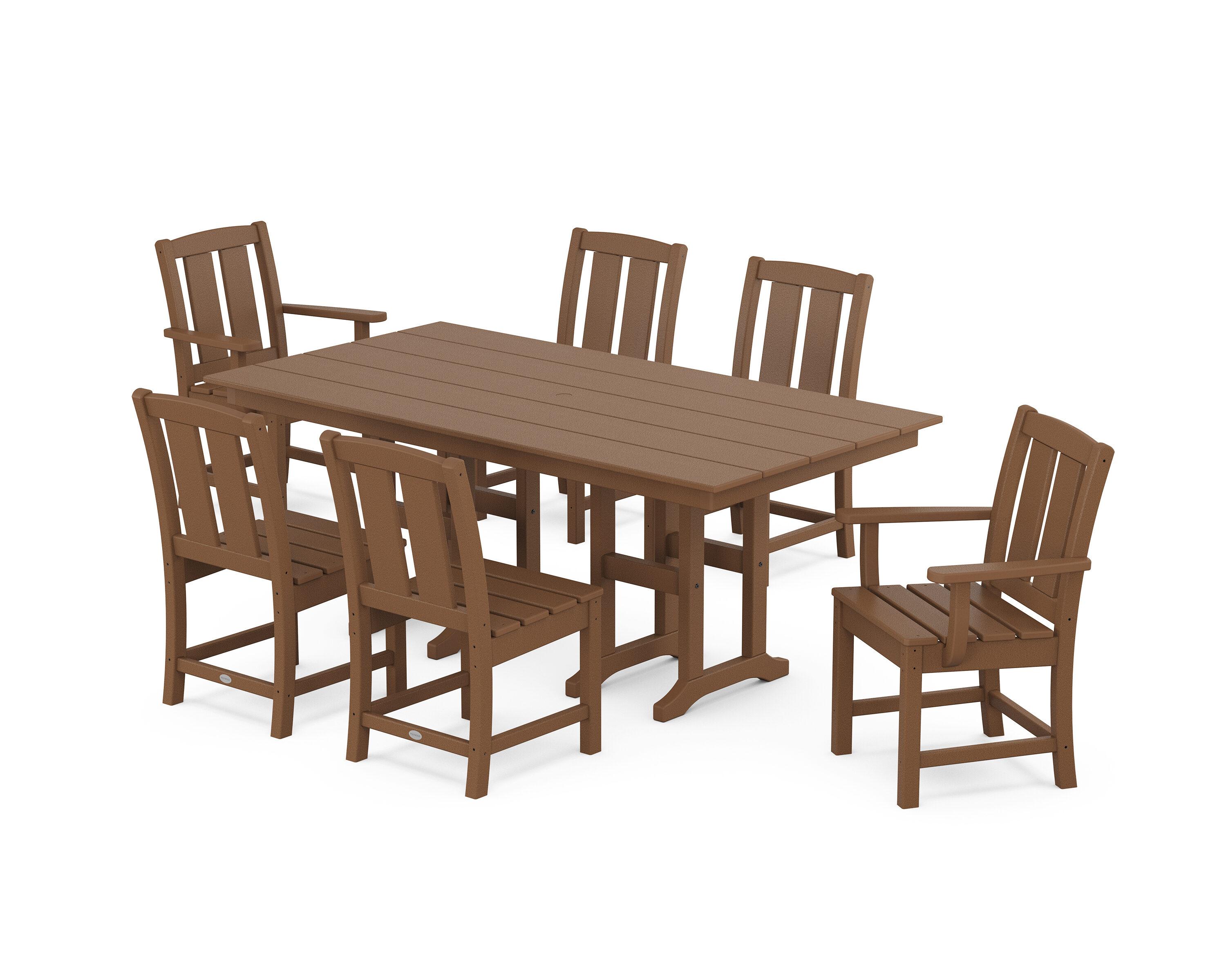 Teak 7-Piece Farmhouse Outdoor Dining Set