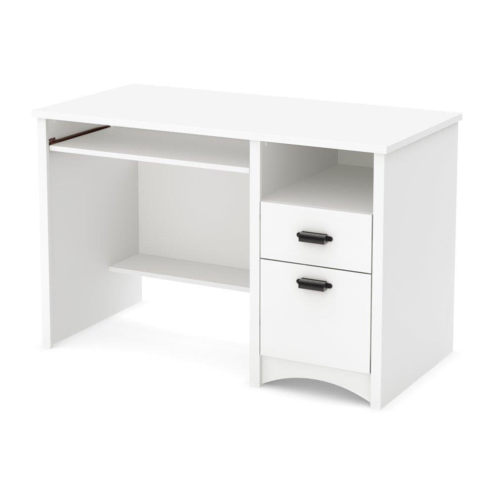 Gascony Wood Computer Desk with Drawers Pure White - South Shore