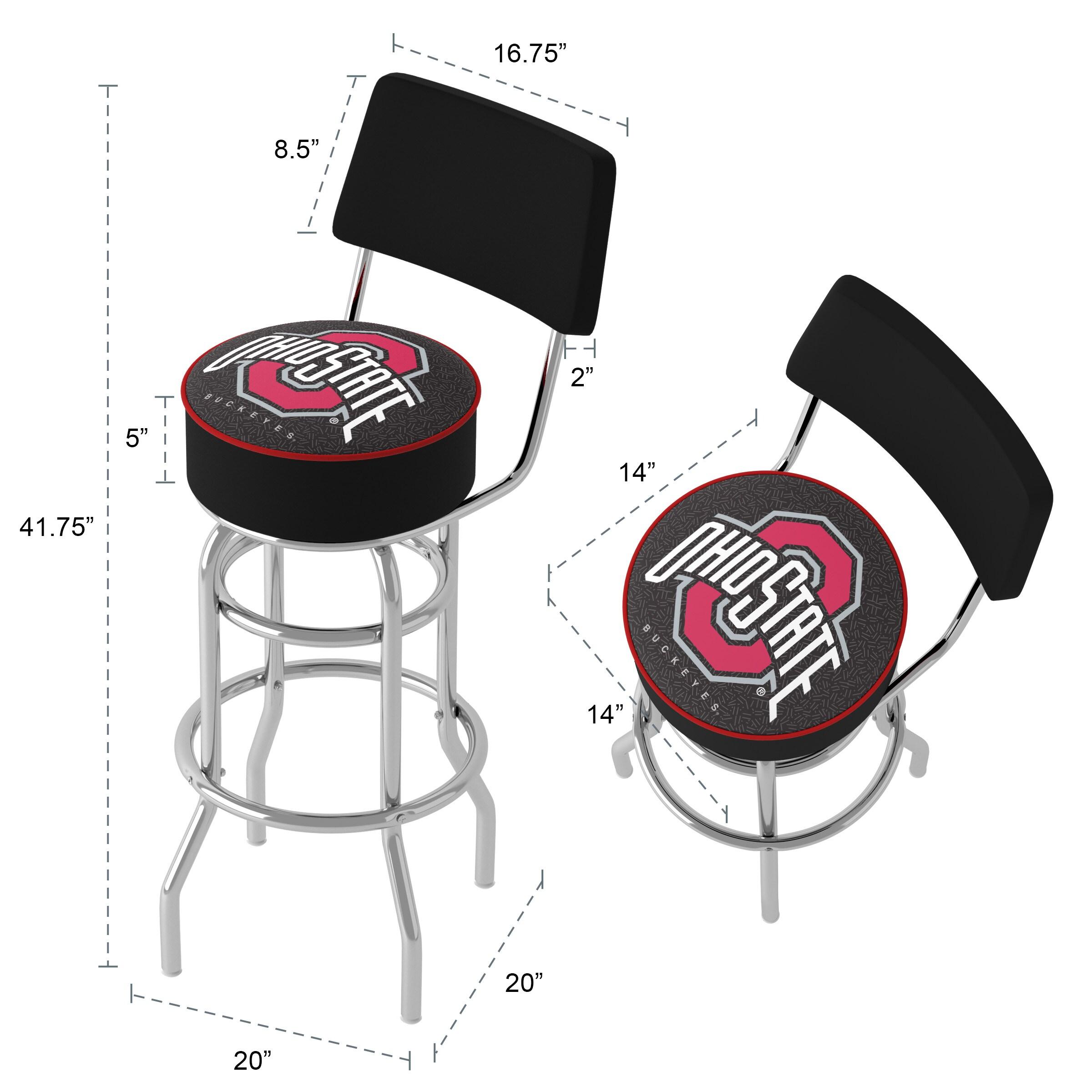 Trademark Gameroom Ohio State Buckeyes Bar Stools with Backs Chrome 31.0-in H Bar height Round seat Swivel Metal Bar Stool and Back