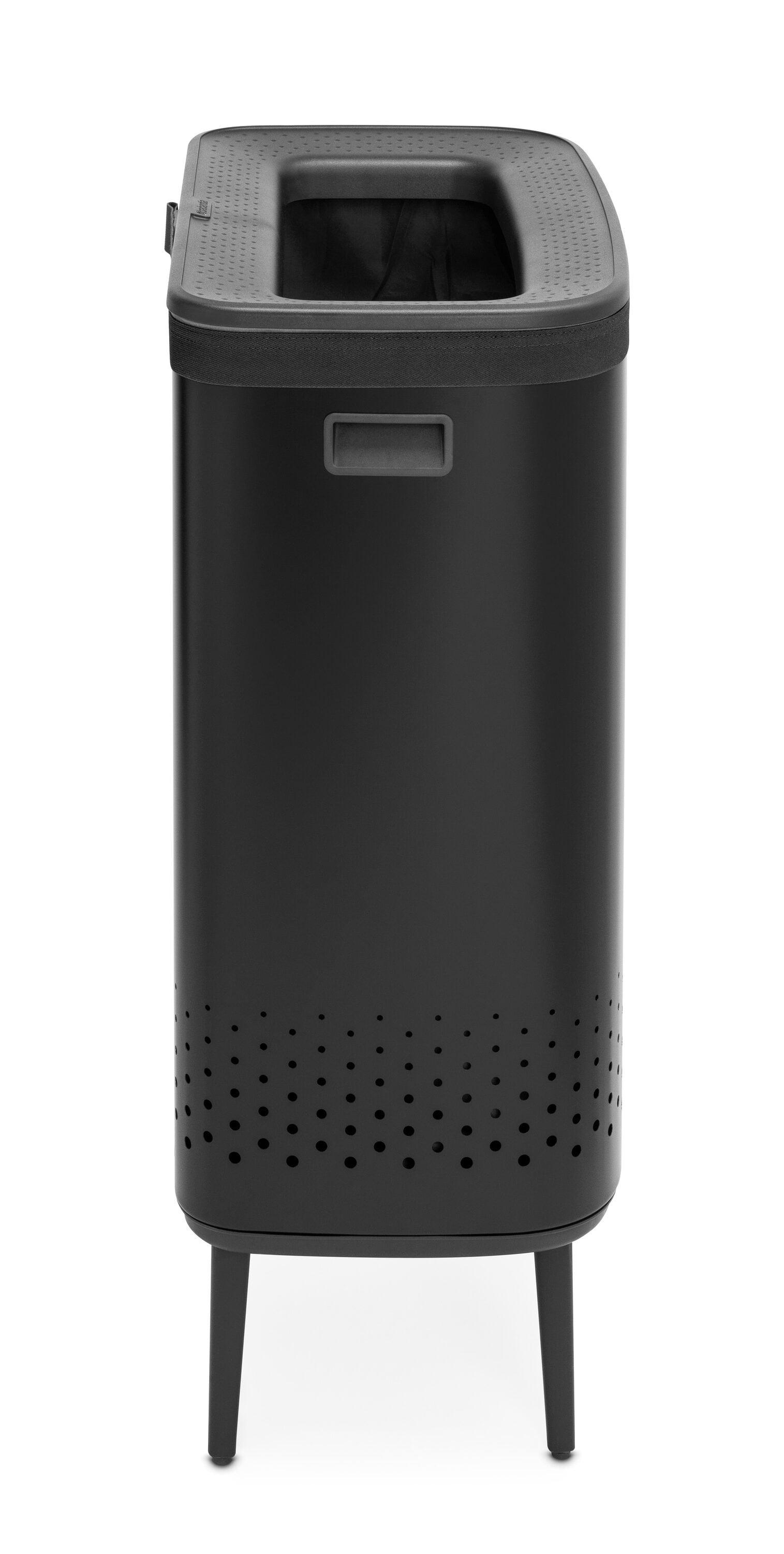 Black Steel Upright Hamper with Lid and Ventilation Holes