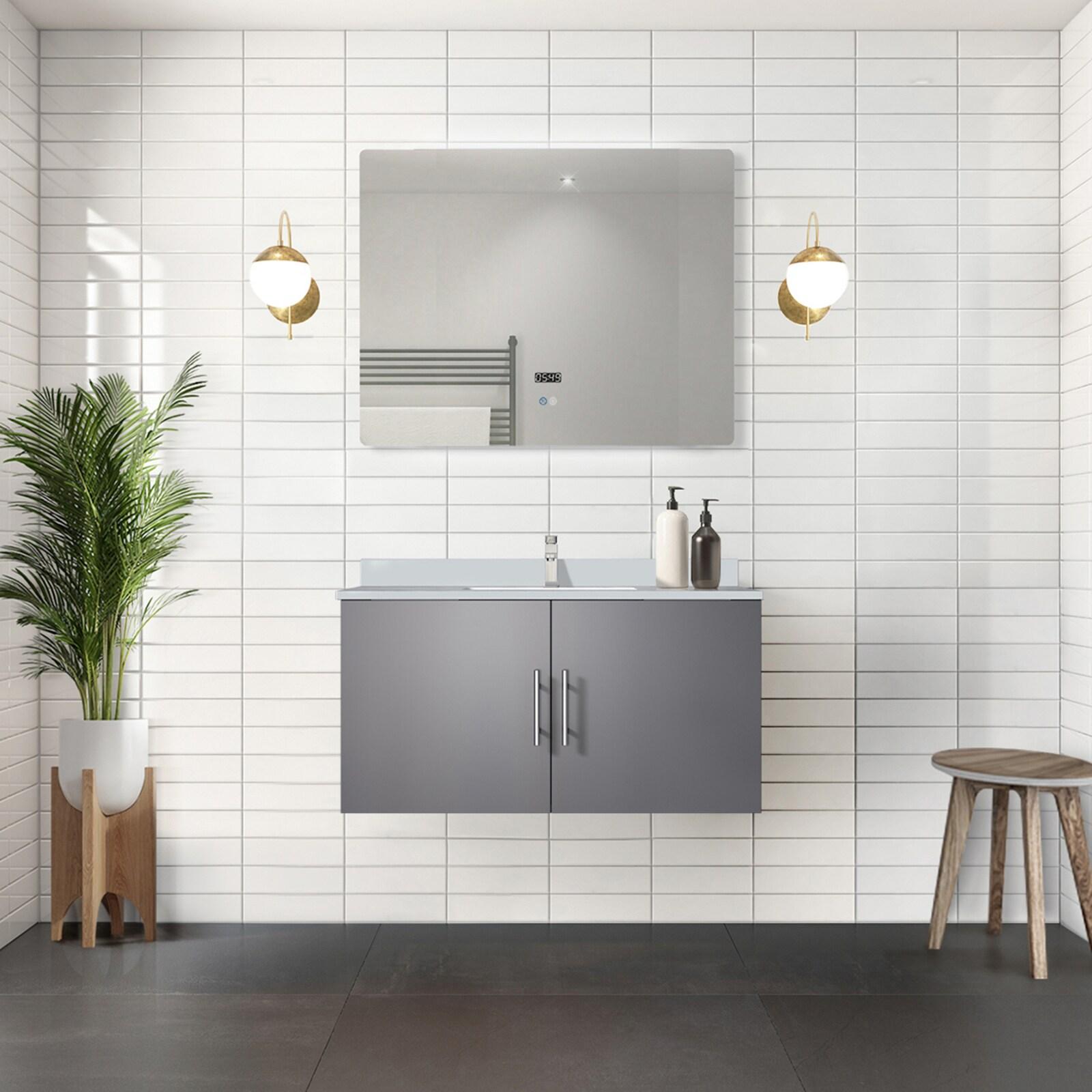 Geneva 36 in. W Dark Grey Bath Vanity and Cultured Marble Top