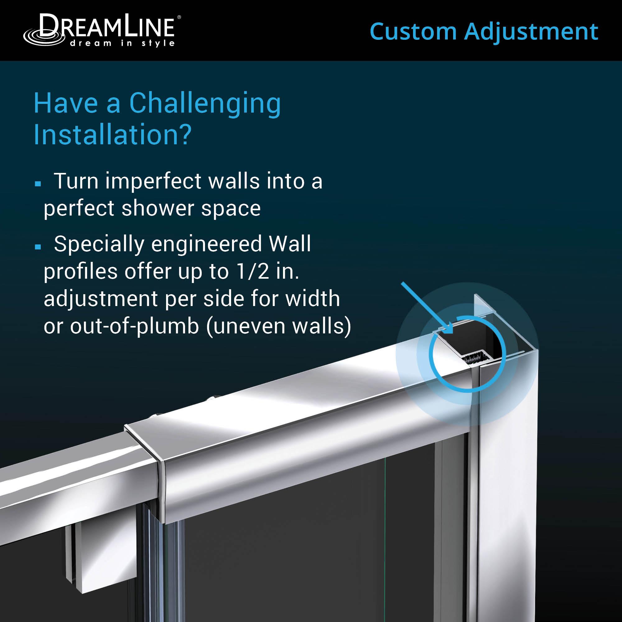 Flex 44" W x 72" H Pivot Semi-Frameless Pivot Shower Door with Clearmax Technology