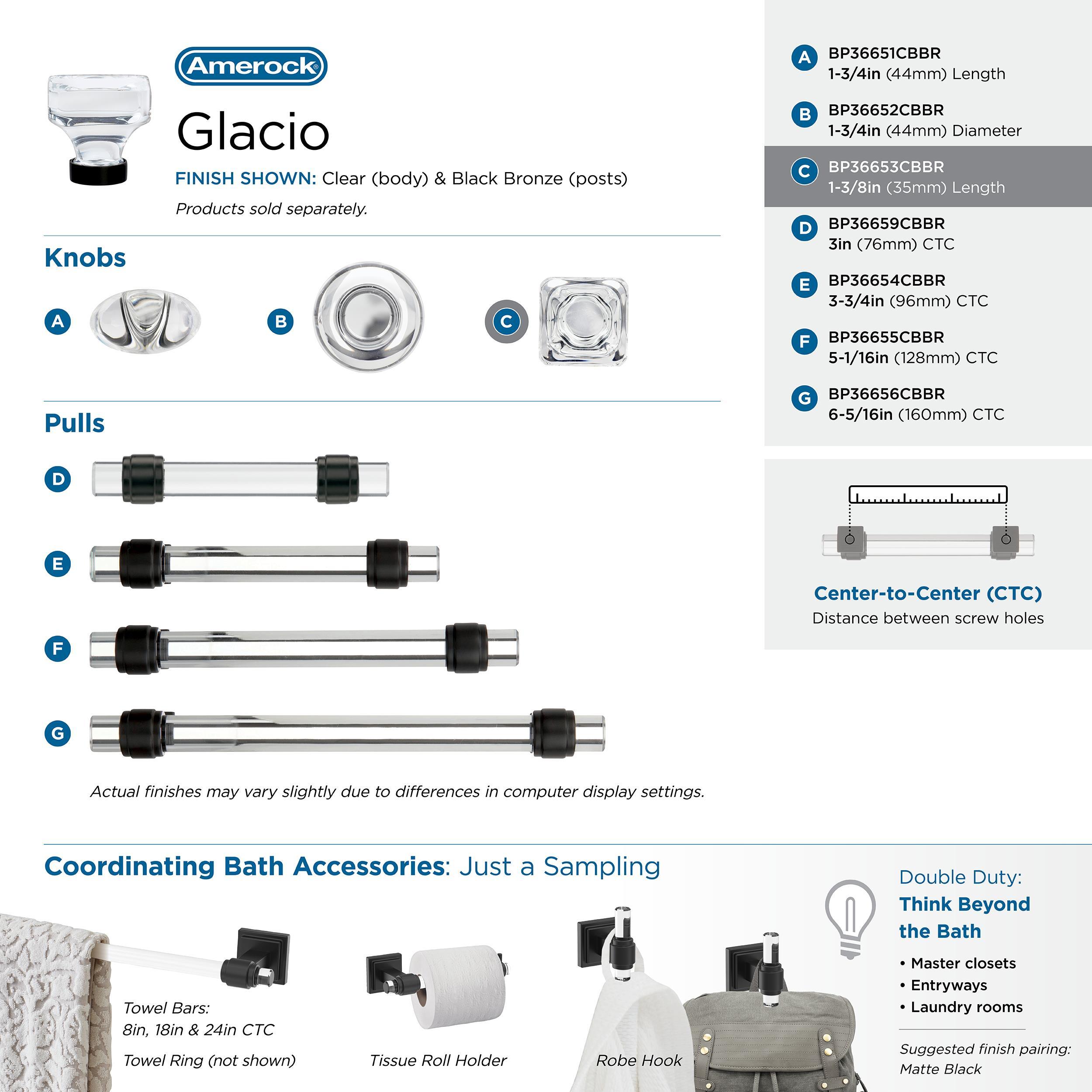 Glacio 1 3/8" Length Square Knob