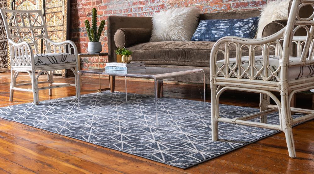 Jill Zarin Uptown Collection Area Rug - Fifth Avenue (8'  x 10' Rectangle Navy Blue/Ivory)