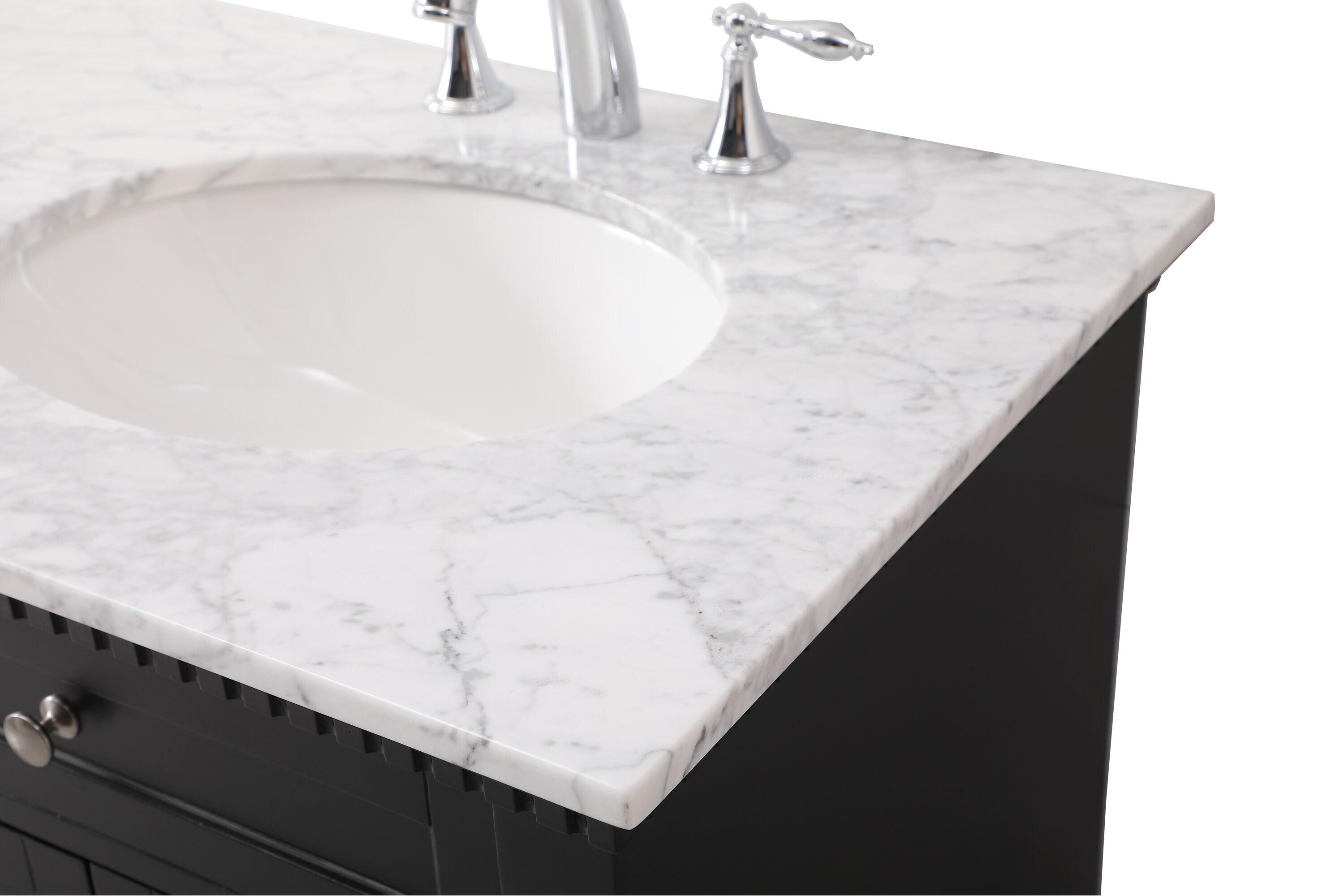 Elegant Decor Clarence 60" Solid Wood Metal Double Bathroom Vanity Set in Black