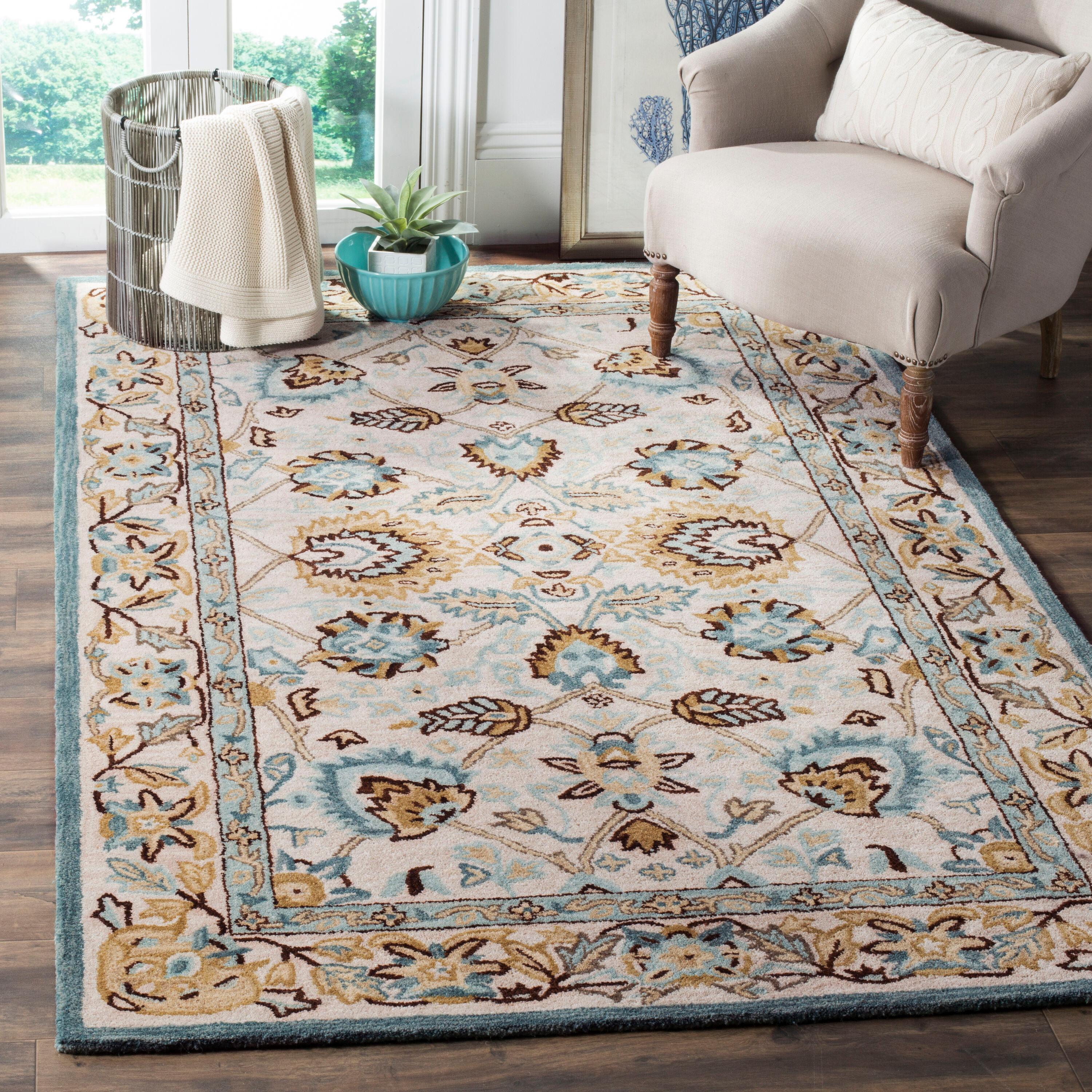 Antiquity AT812 Hand Tufted Indoor Accent Rug - Peacock/Blue - 3'x5' - Safavieh