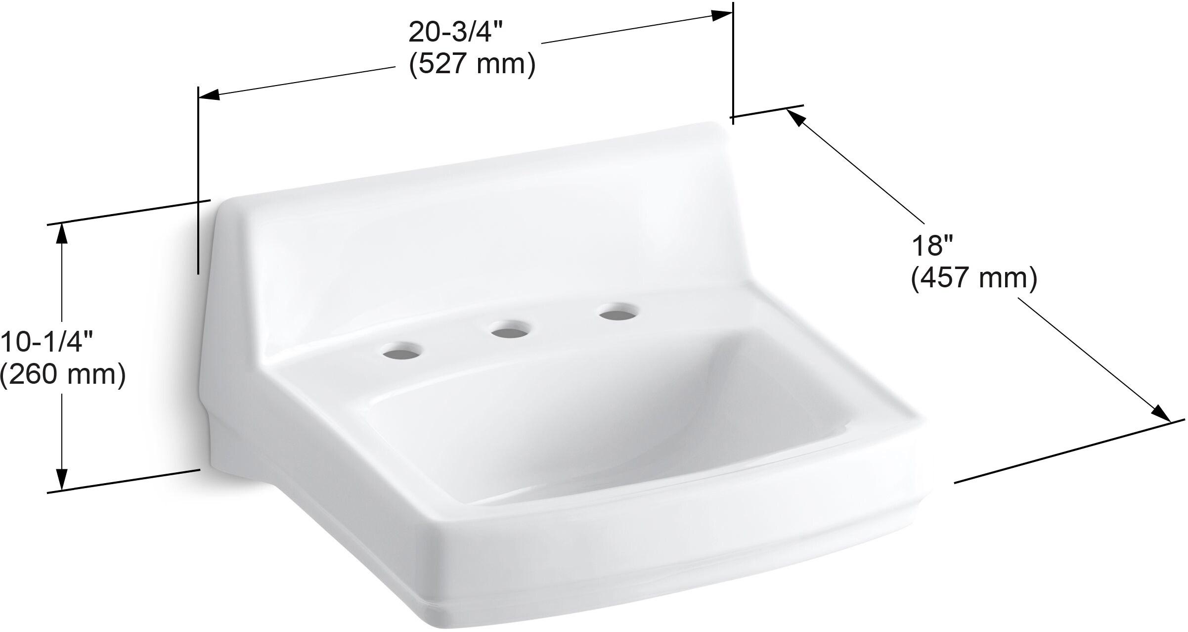 Greenwich Vitreous China Rectangular Wall Mount Bathroom Sink with Overflow