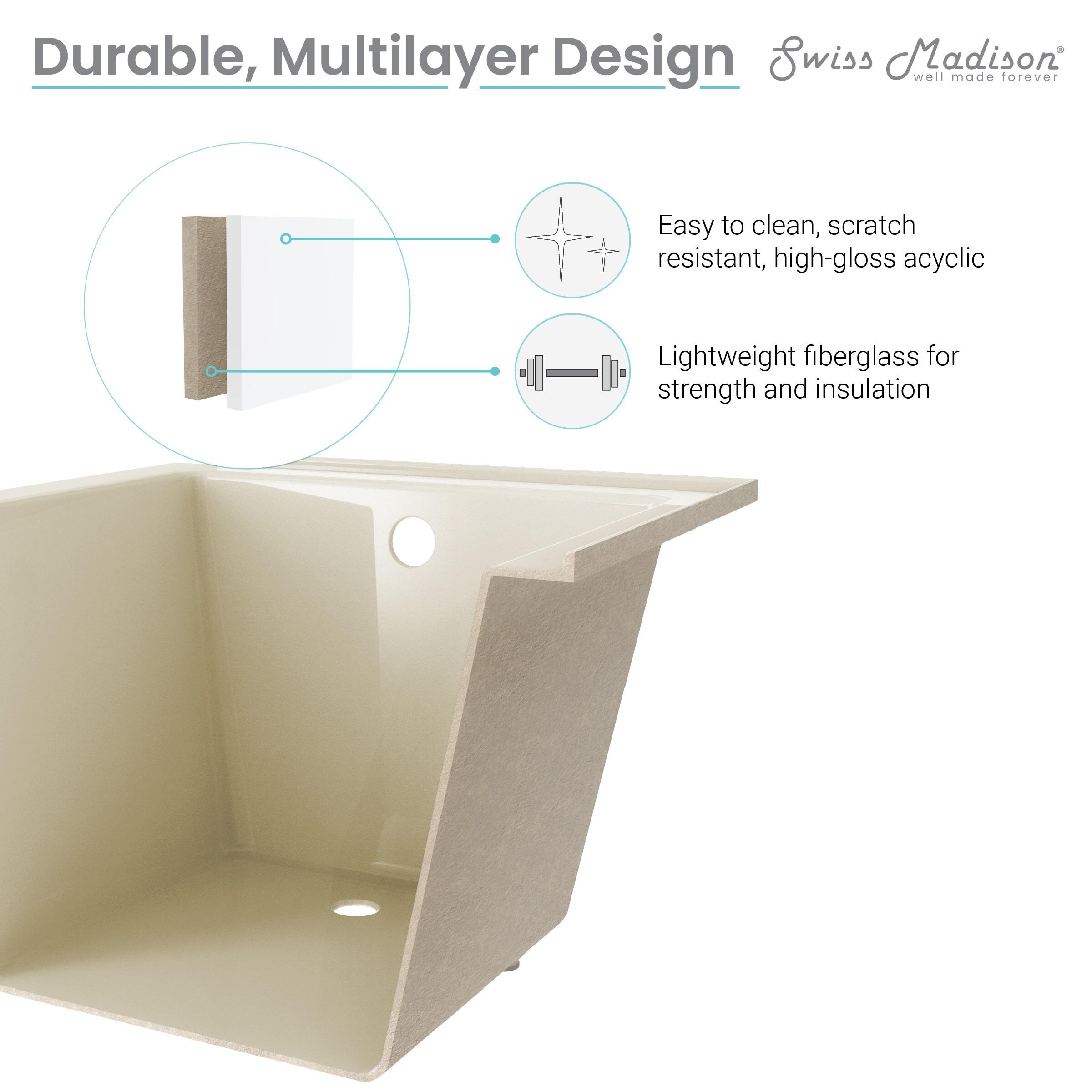 Lausanne 60" X 30" Left-Hand Drain Alcove Bathtub in Bisque