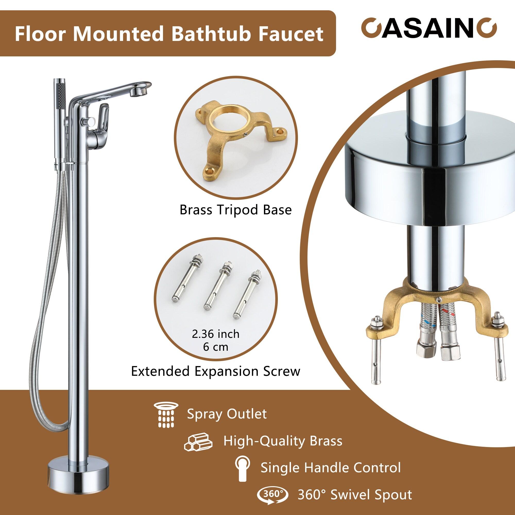 Chrome Freestanding Bathtub Faucet with Hand Shower