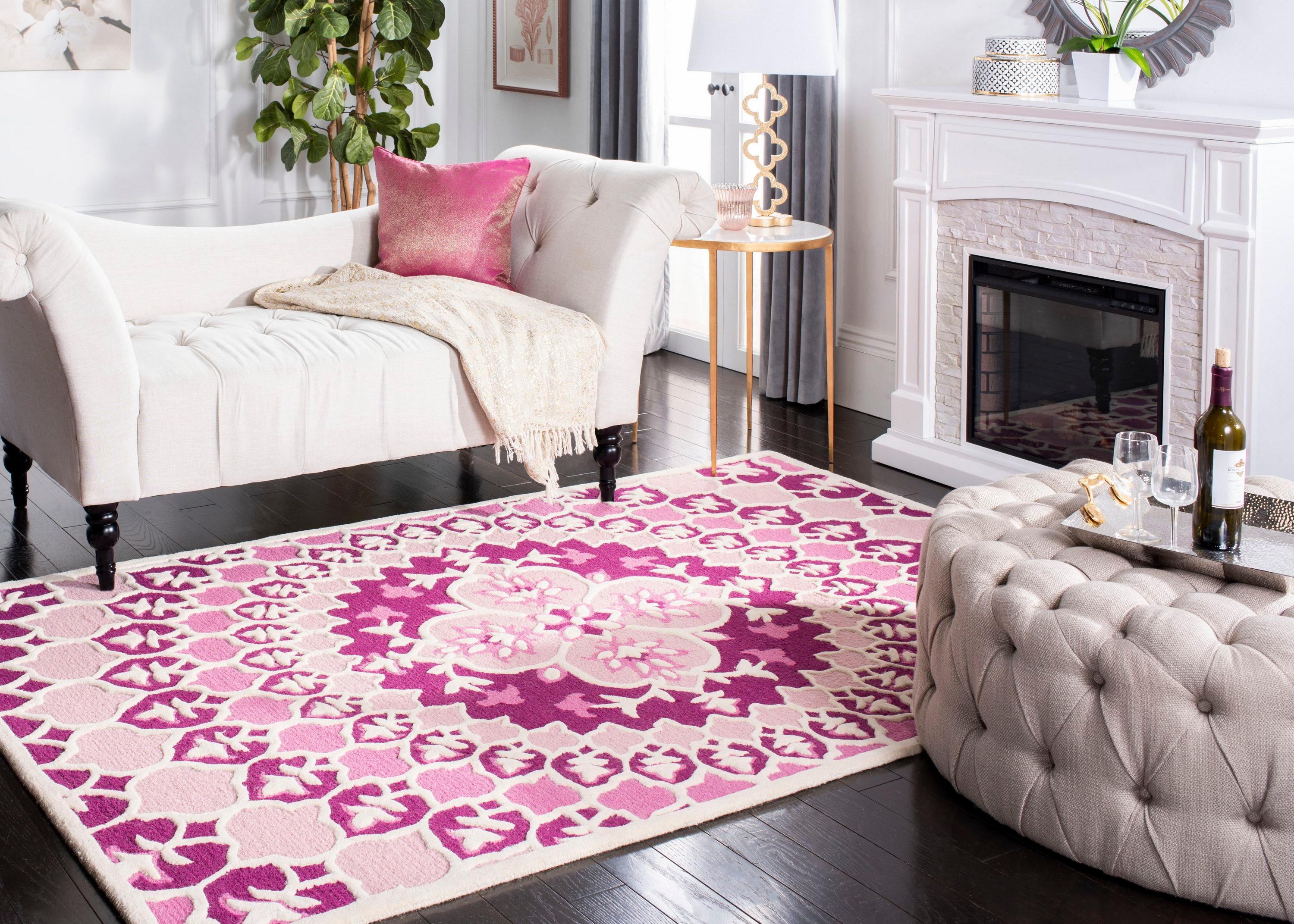 Bellagio BLG610 Hand Tufted Area Rug - Pink/Ivory - 5'x8' - Safavieh.