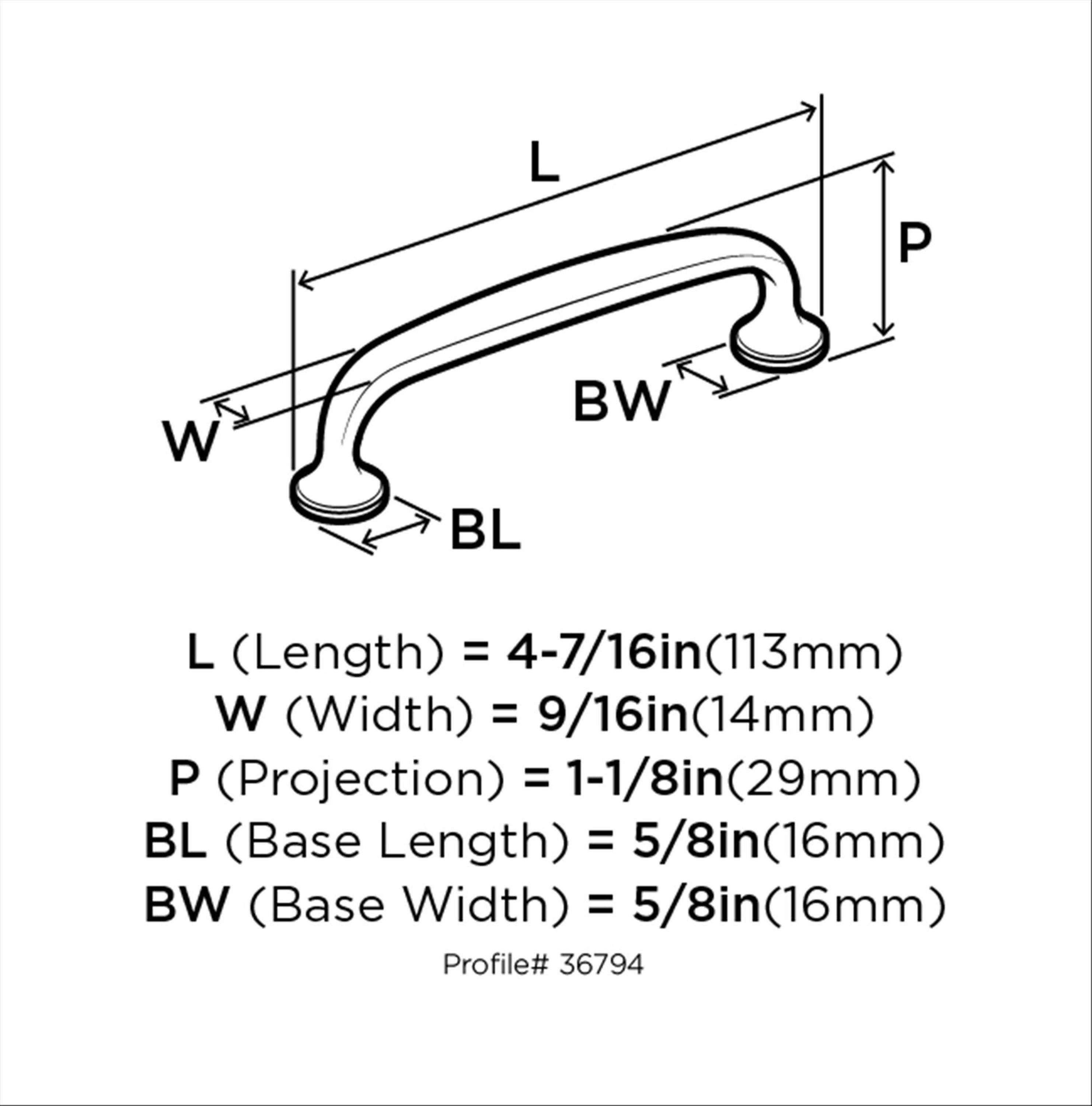 Amerock Renown 3-3/4 inch (96mm) Center-to-Center Matte Black Cabinet Pull