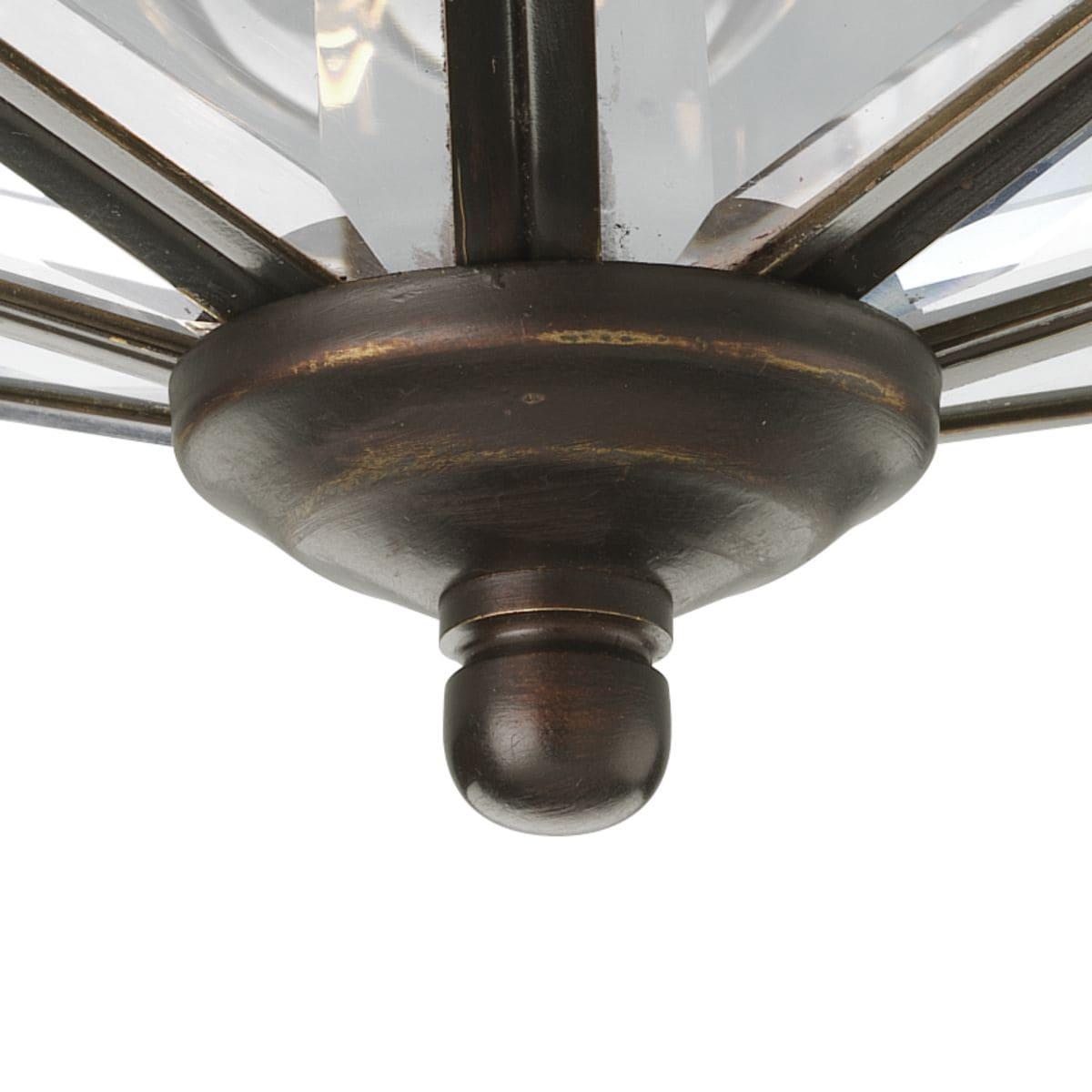 Progress Lighting, Hide-a-lite Iii, 3-Light Flush Mount, Antique Bronze, Clear Beveled Glass, Brass Material