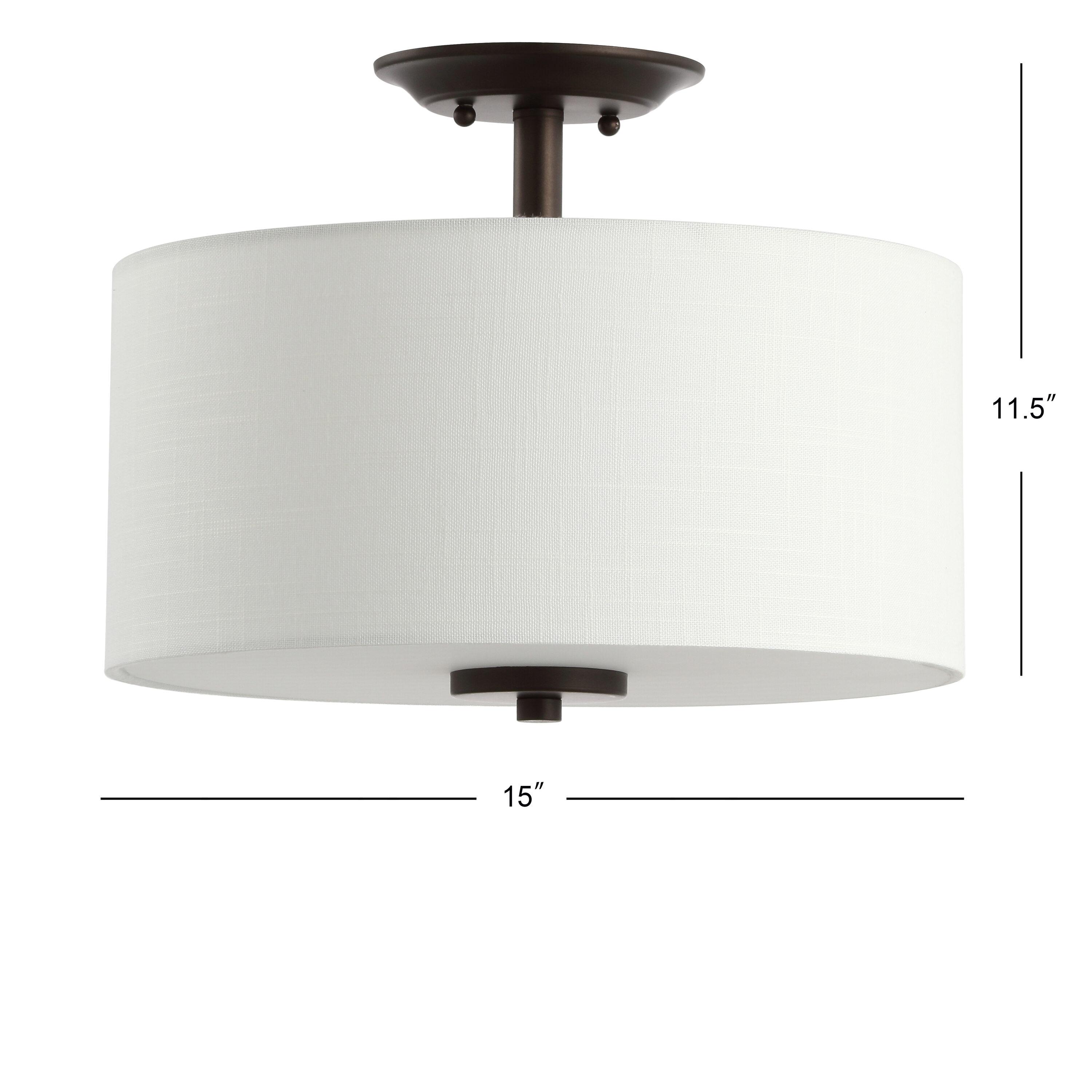 Marc 15" Metal LED Semi-Flush Mount, Oil Rubbed Bronze/White