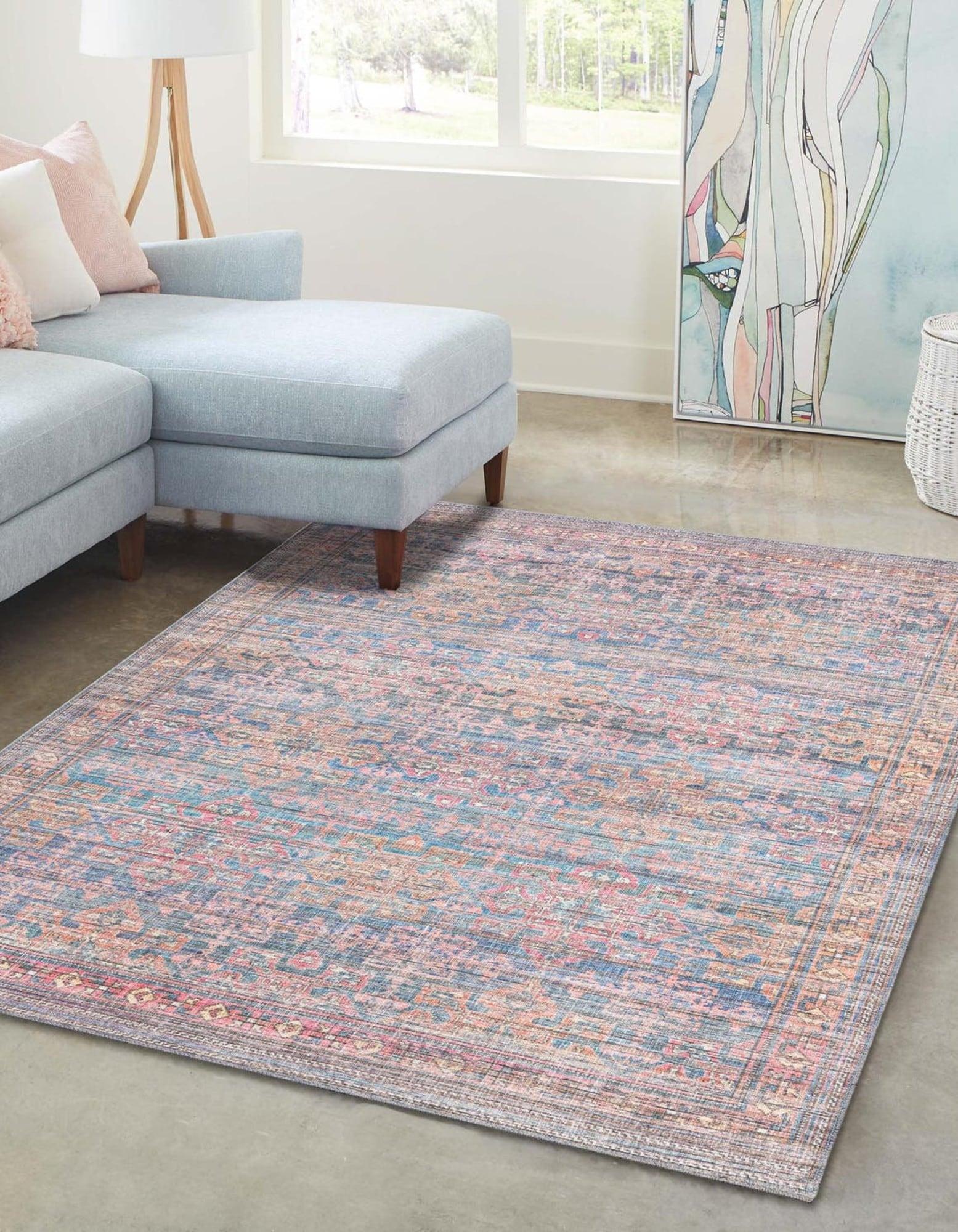 Unique Loom 7' 10 x 10' 0 Nostalgia Bliss Machine Washable Antique Blue Area Rug