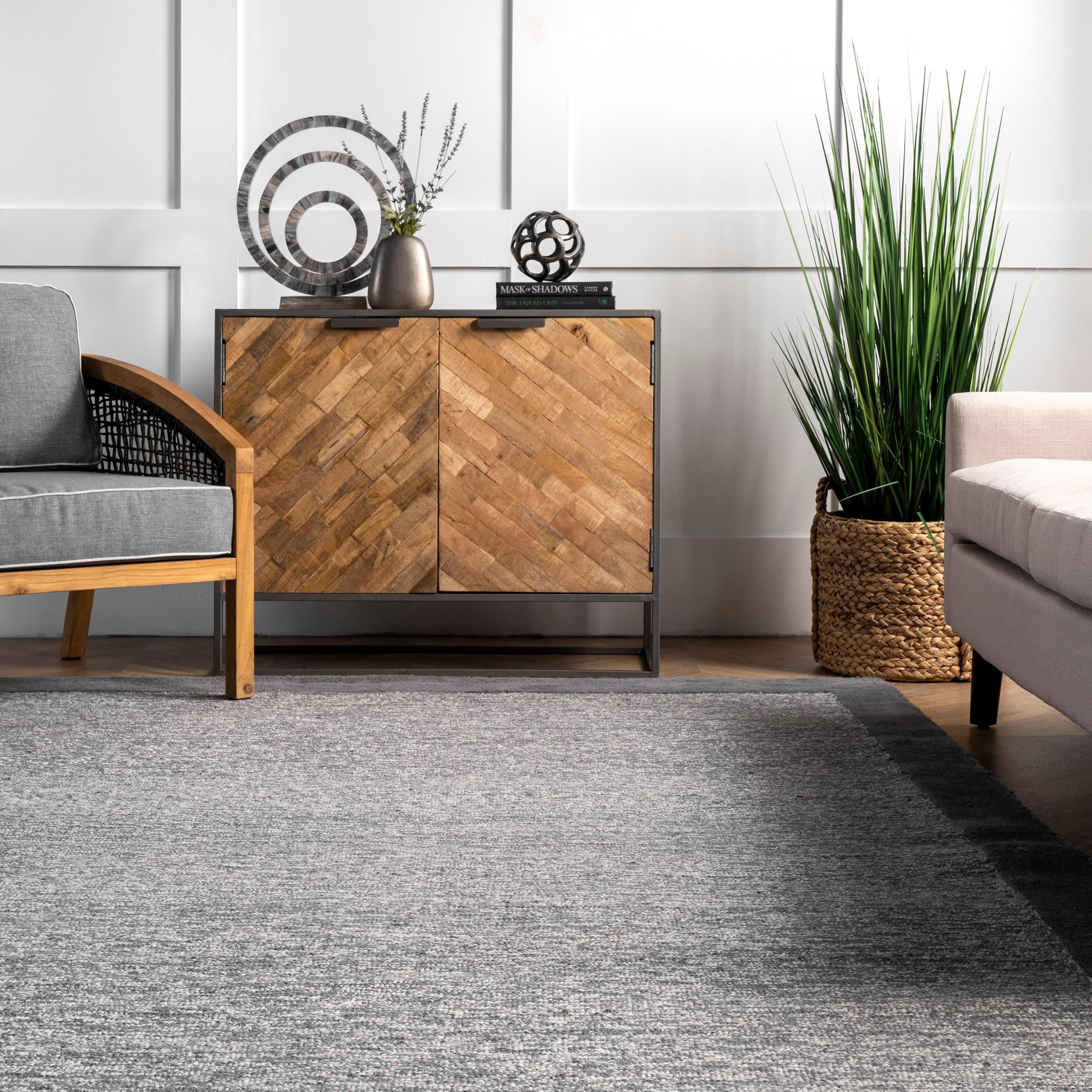 5&#39;x8&#39; Marianne Handmade Wool Border Area Rug Gray - nuLOOM