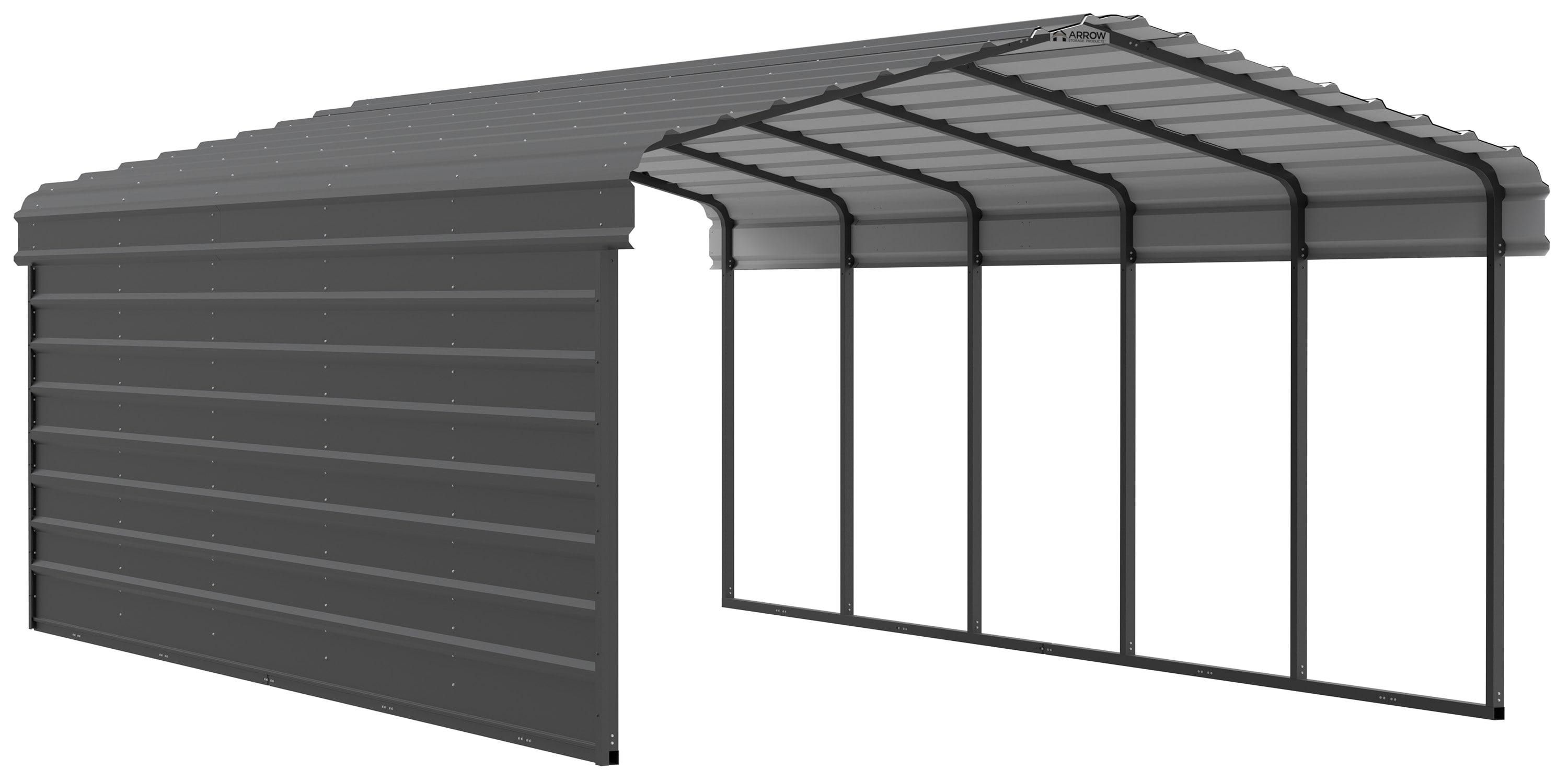 Arrow Arrow Steel Carport with 1 Side Wall Kit, 12X24X07
