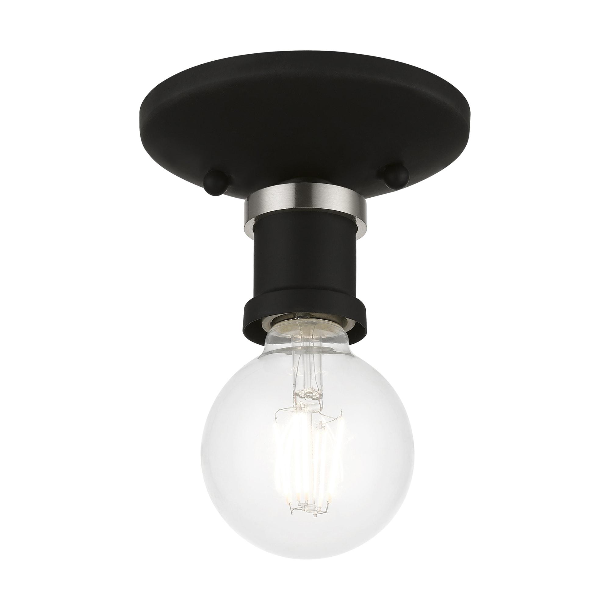 Livex Lighting Lansdale 1 - Light Flush Mount in  Black/Brushed Nickel