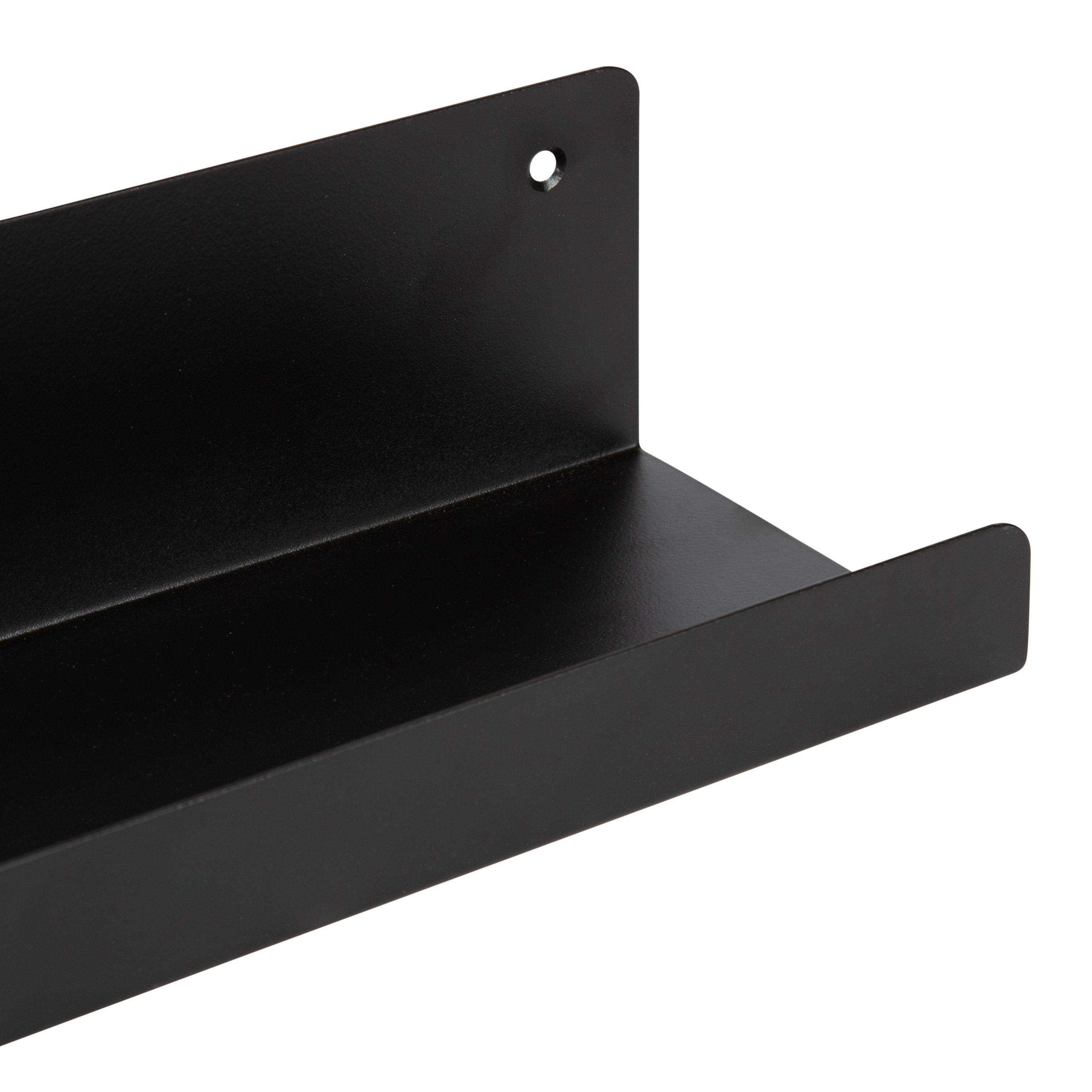 Kate and Laurel Mezzo Modern Metal Ledge Shelf Set, Black 2 Piece