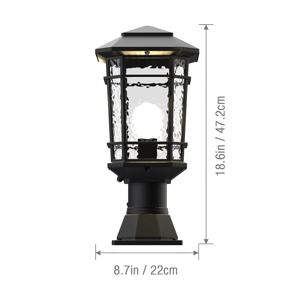 KODA Williams 18.6-in Black Craftsman Outdoor Pier mount with Dusk-to Dawn Sensor Photocell Sensor