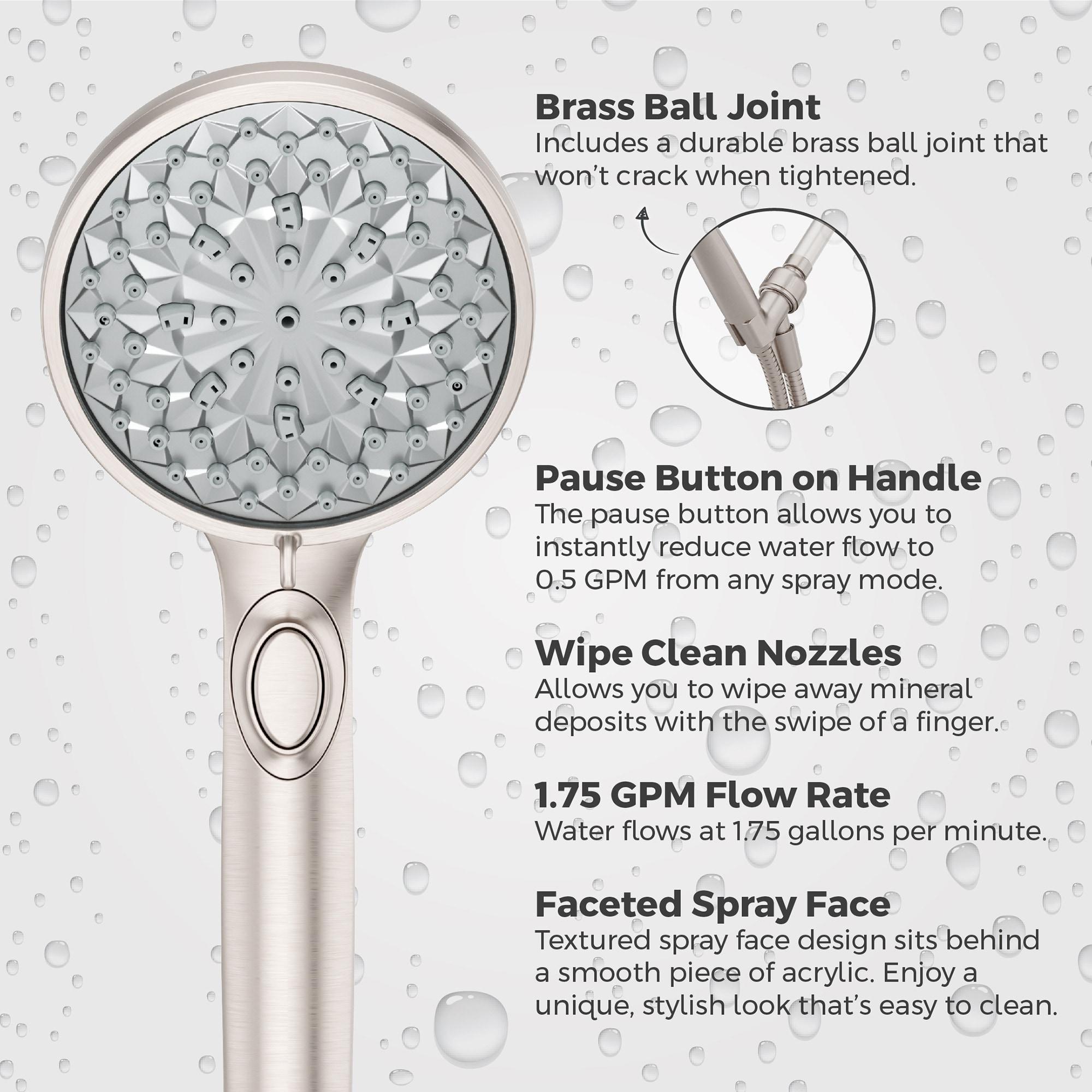 HydroFuse Brushed Nickel 6-Function Handheld Shower Head