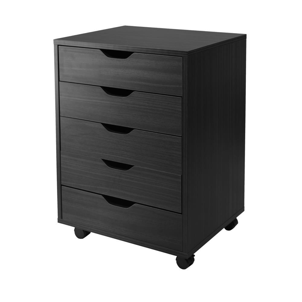 Halifax 5 Drawer Cabinet with Casters Black - Winsome