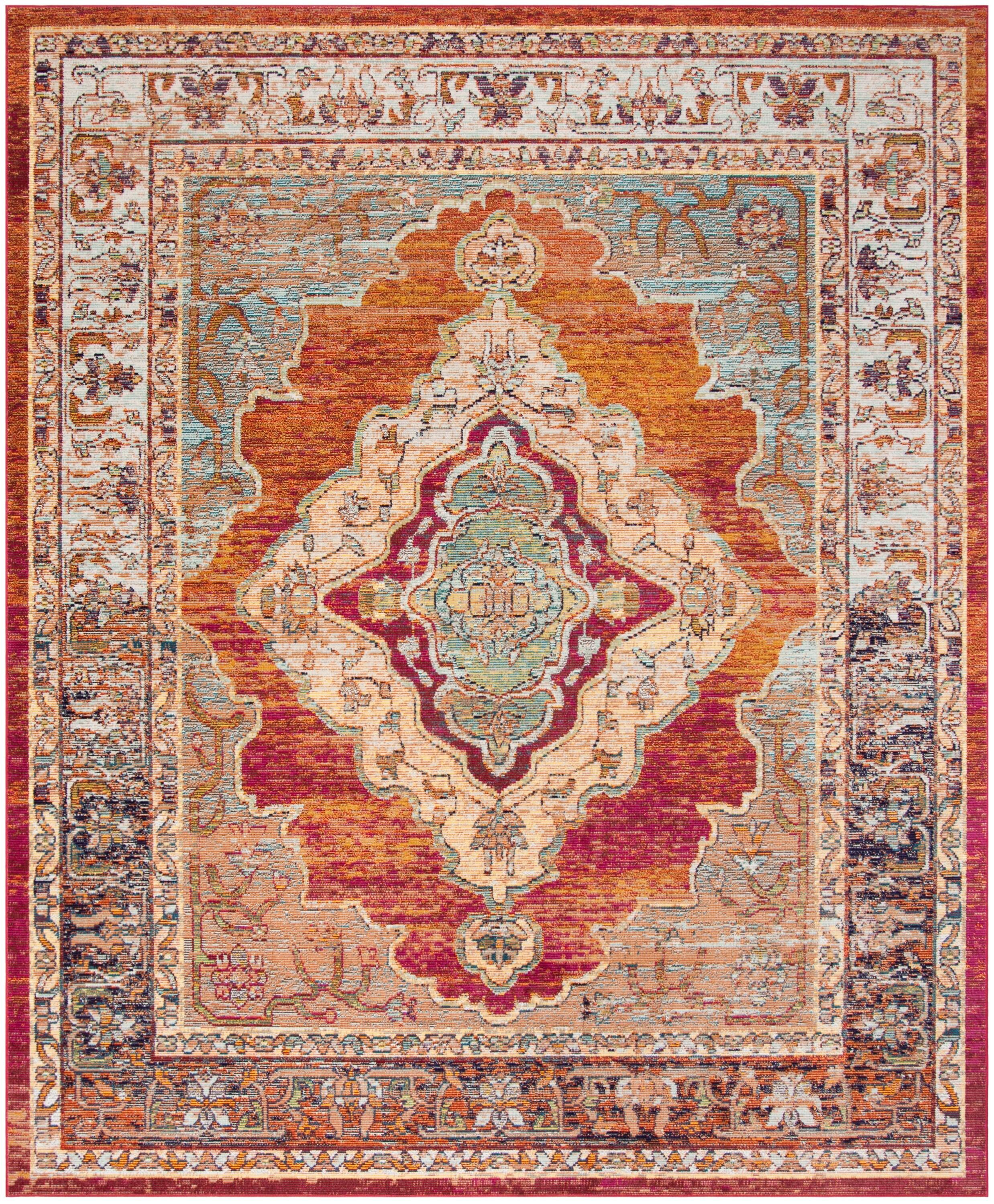 Crystal CRS500 Power Loomed Area Rug - Orange/Light Blue - 11'x16' - Safavieh.