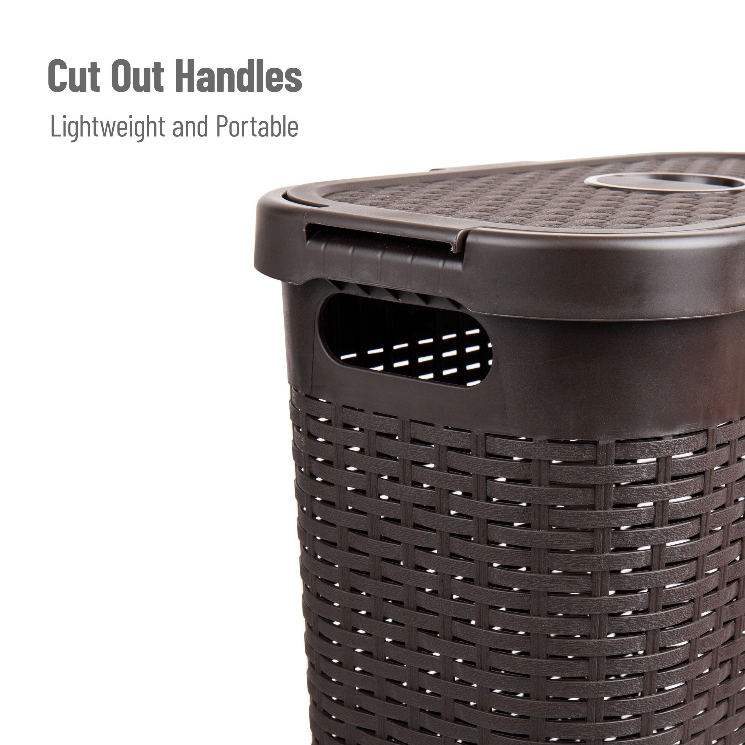 Mind Reader 40L Slim Laundry Hamper, Clothes Basket, Lid, Wicker Design, Plastic & Reviews | Wayfair