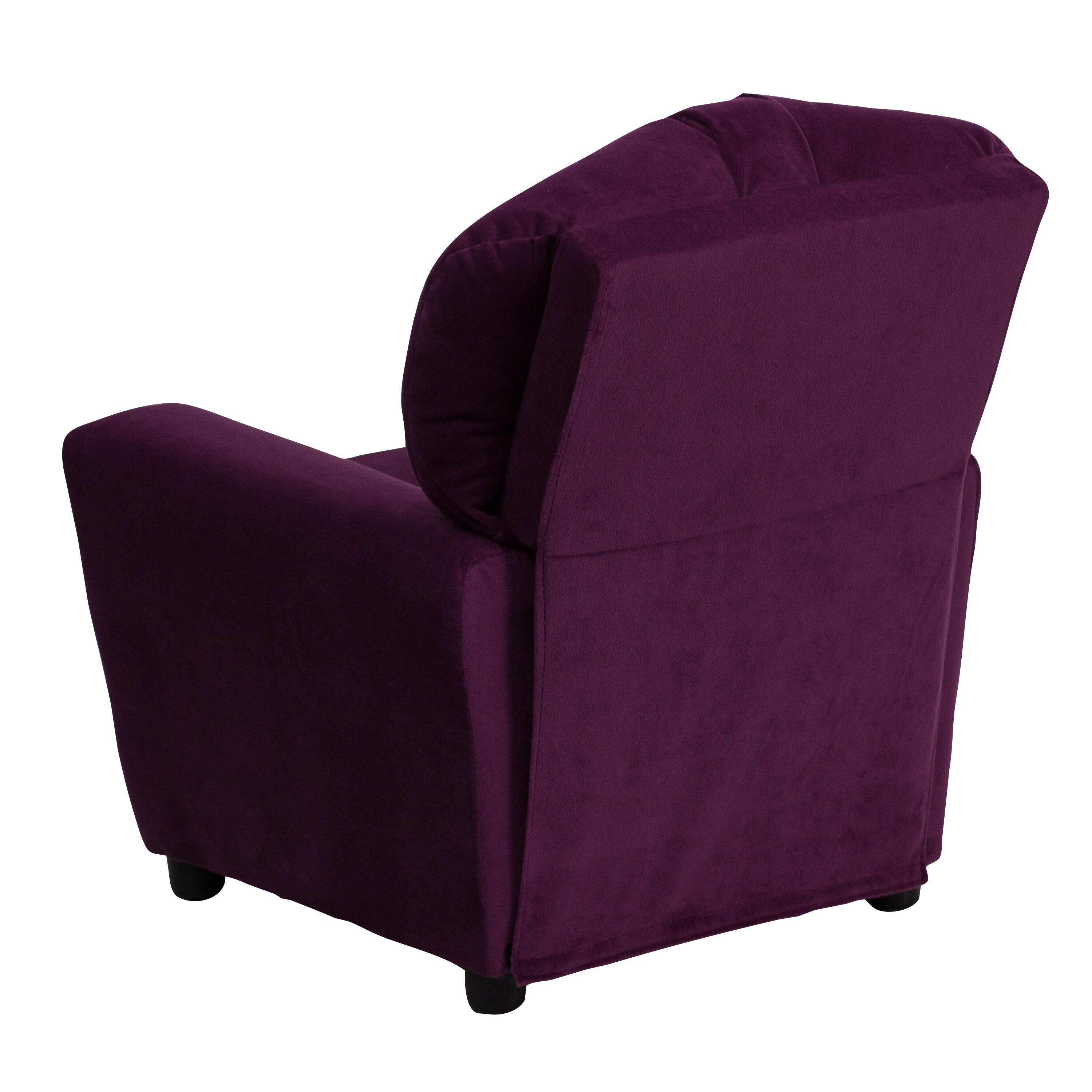 Flash Furniture Chandler Contemporary Purple Microfiber Kids Recliner with Cup Holder
