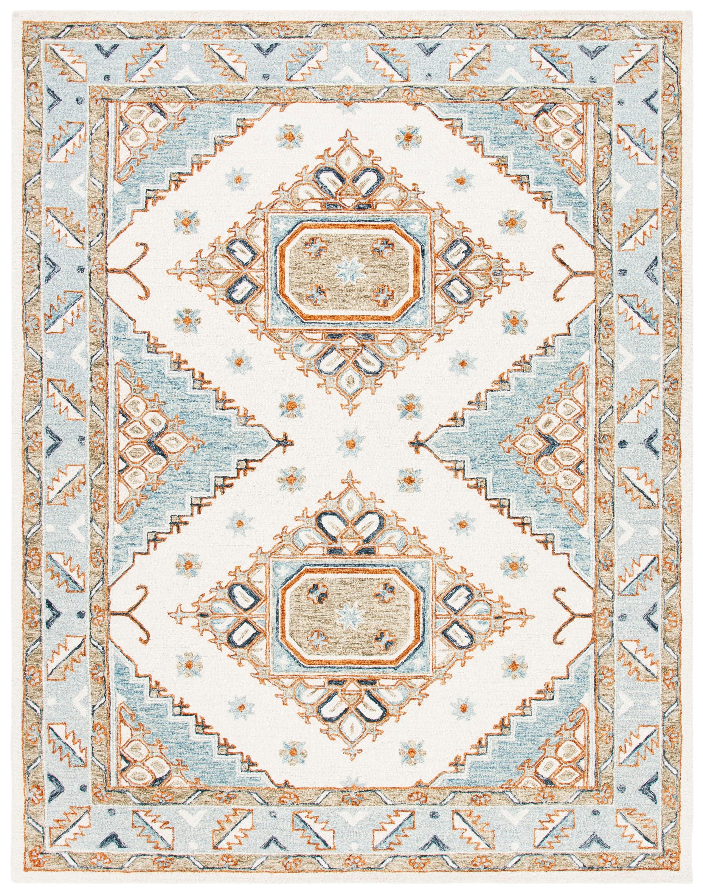 Ivory and Rust Hand-Tufted Wool 9' x 12' Area Rug