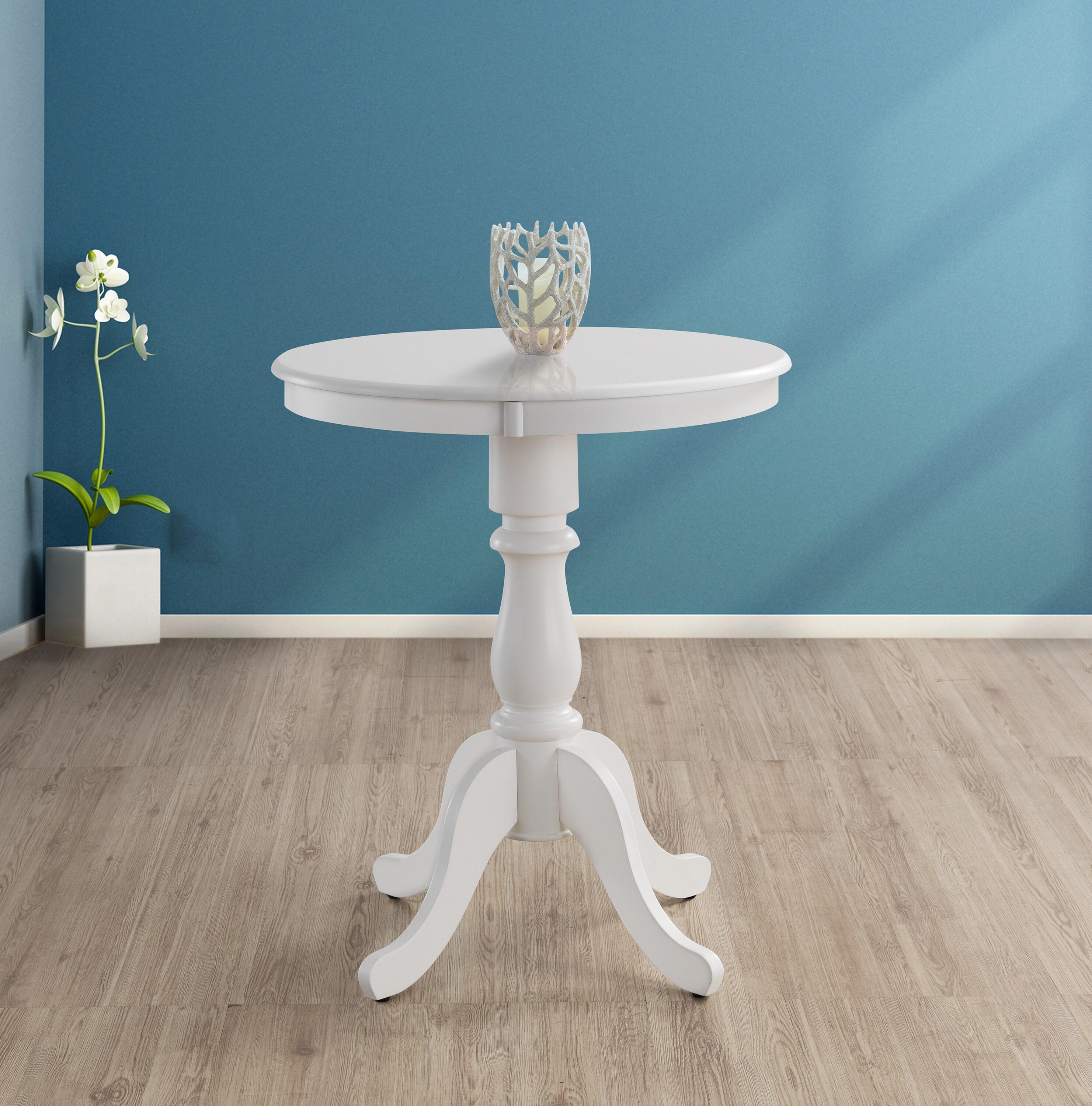 Carolina Living 30" Salem Round Pedestal Bar Table White: 36" High, MDF & Wood Veneer, Mid-Century Modern