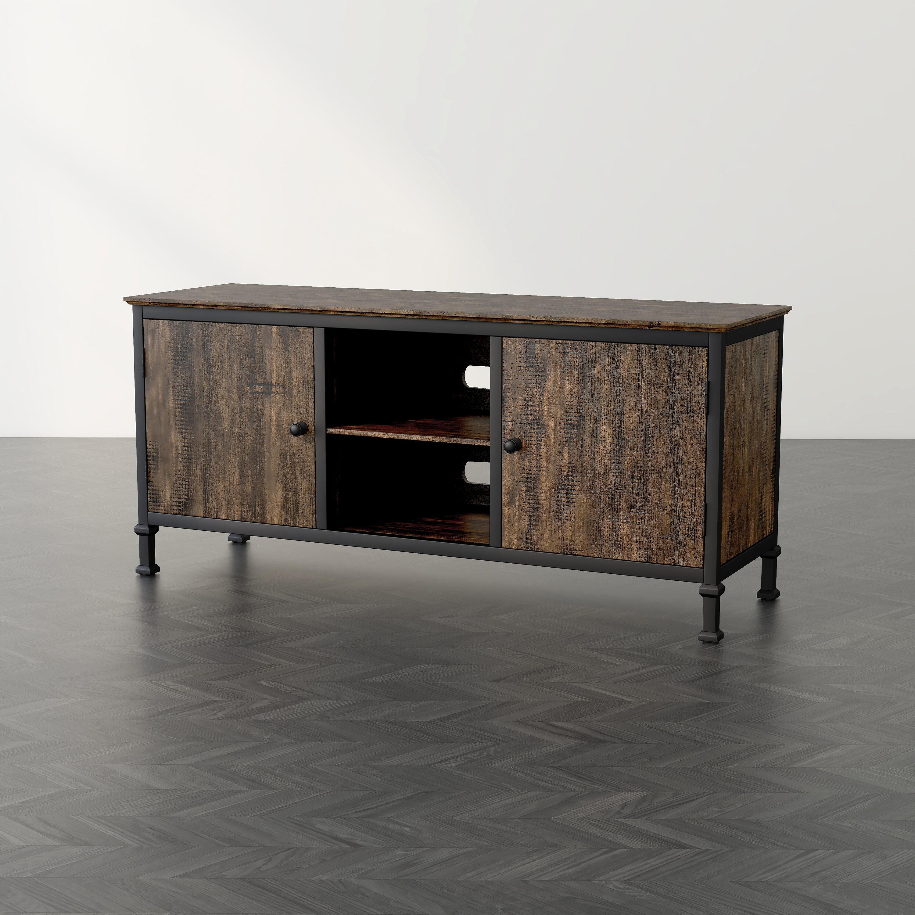 Furniture of America Dele Rustic Oak 60-inch Wood Multi-functional Storage TV Console by