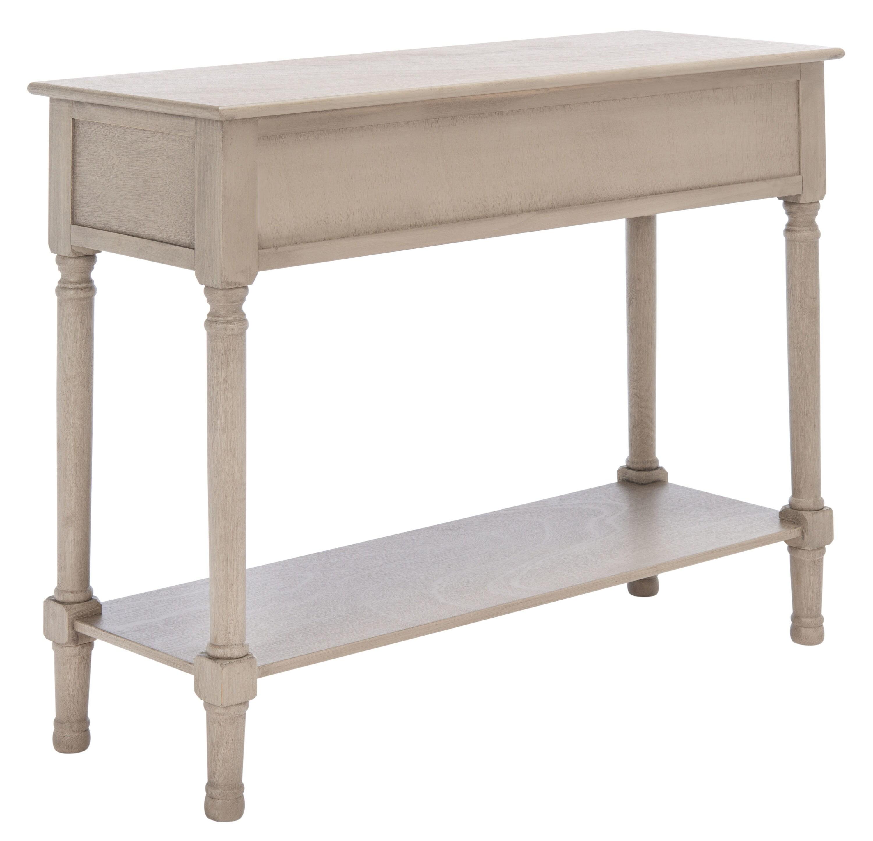 Greige Wood 2-Drawer Console Table with Storage