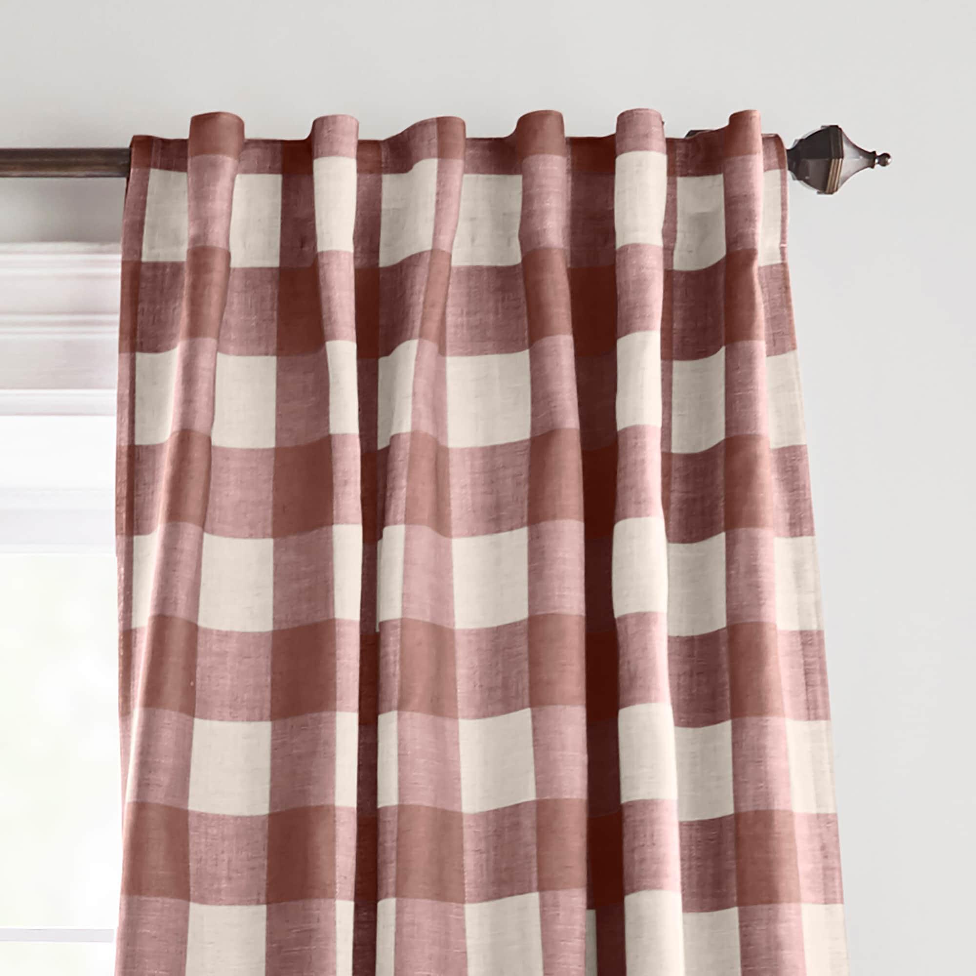 Grainger Buffalo Check Lined Room Darkening Single Window Curtain Panel - 52" x 84" - Red - Elrene Home Fashions