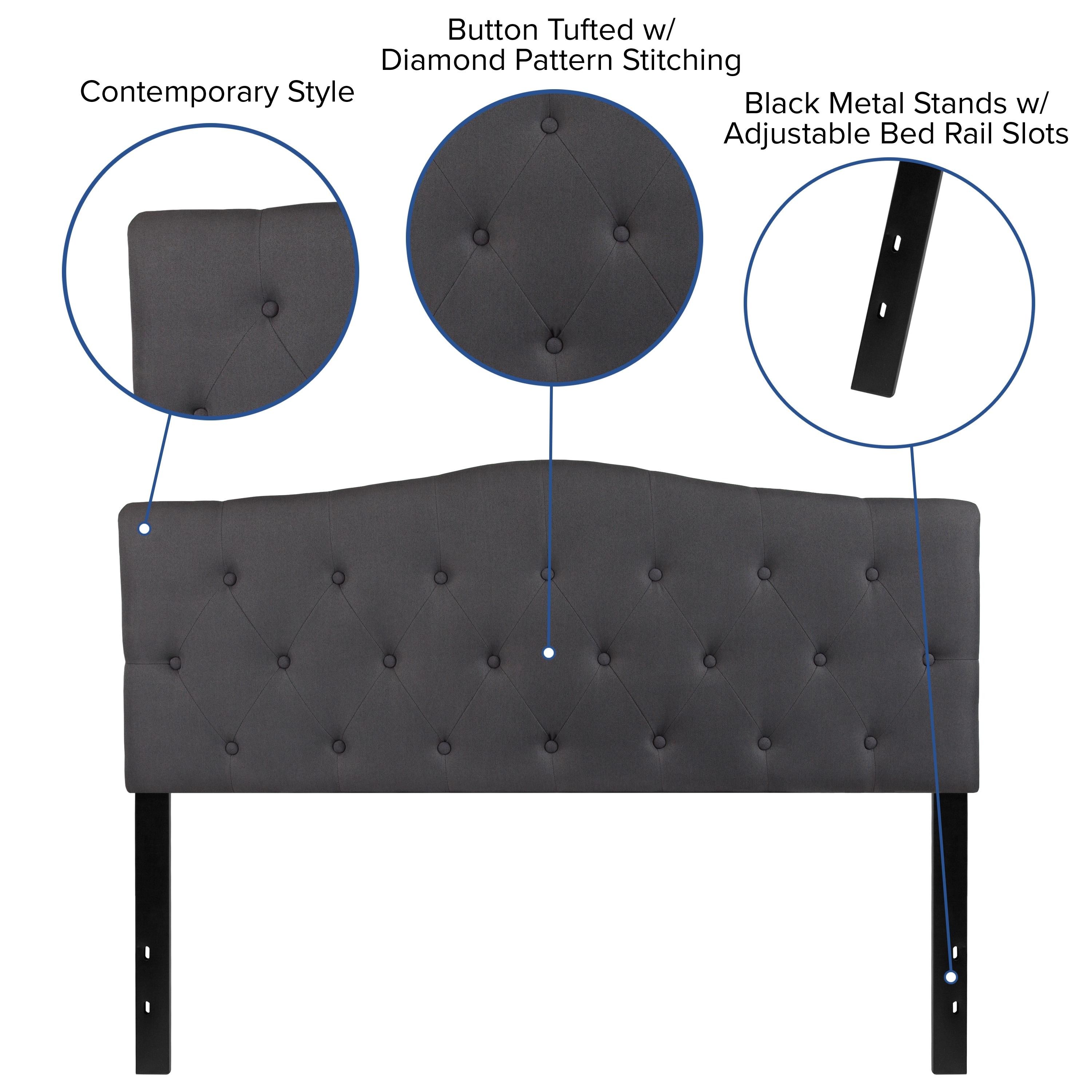 Flash Furniture Cambridge Tufted Upholstered Queen Size Headboard in Dark Gray Fabric