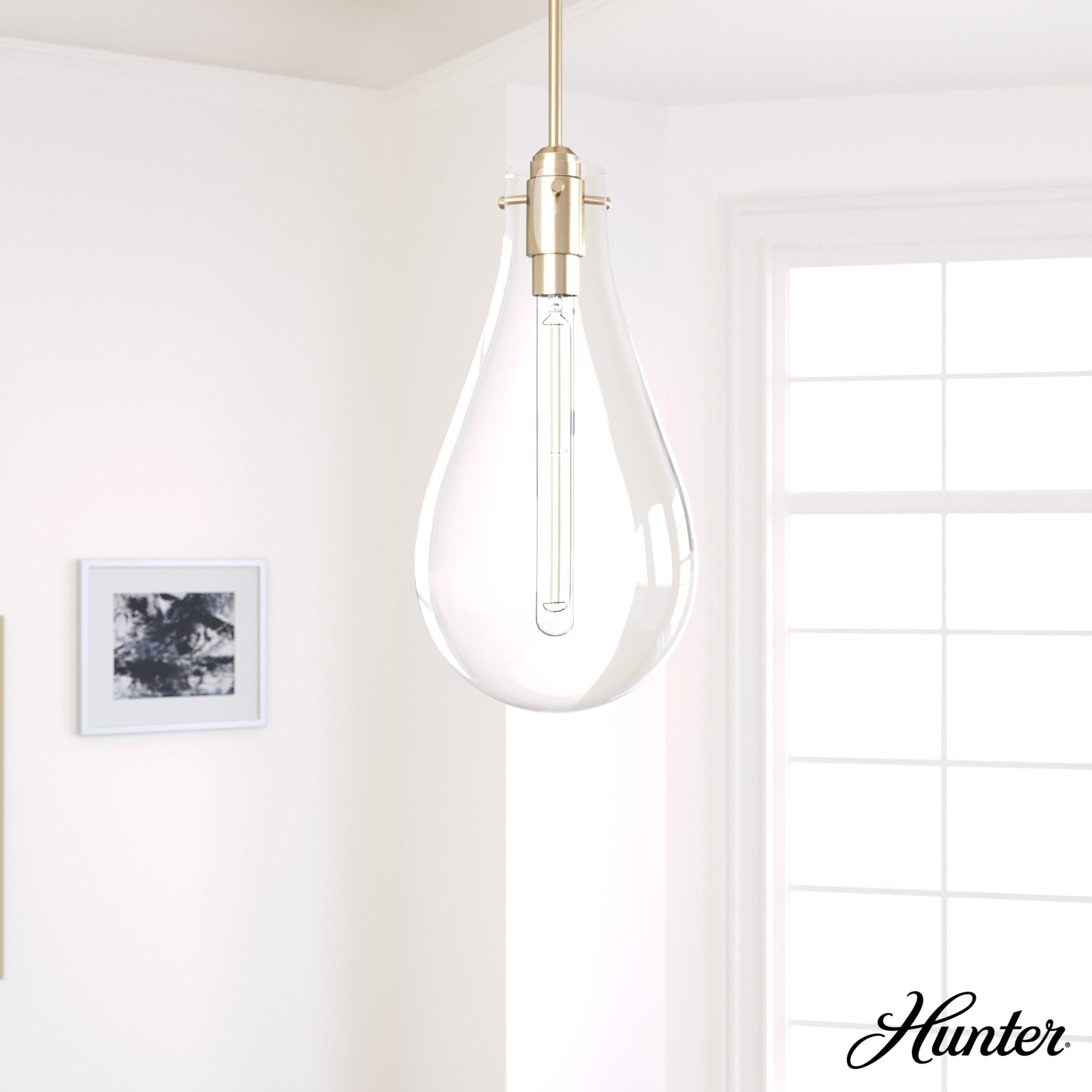 Hunter - Lundin 1-light Alturas Gold, Medium Size Pendant Light, Dimmable, Formal Style, Teardrop Shaped, for Bedrooms, Kitchens, Dining, Living Rooms - 19564
