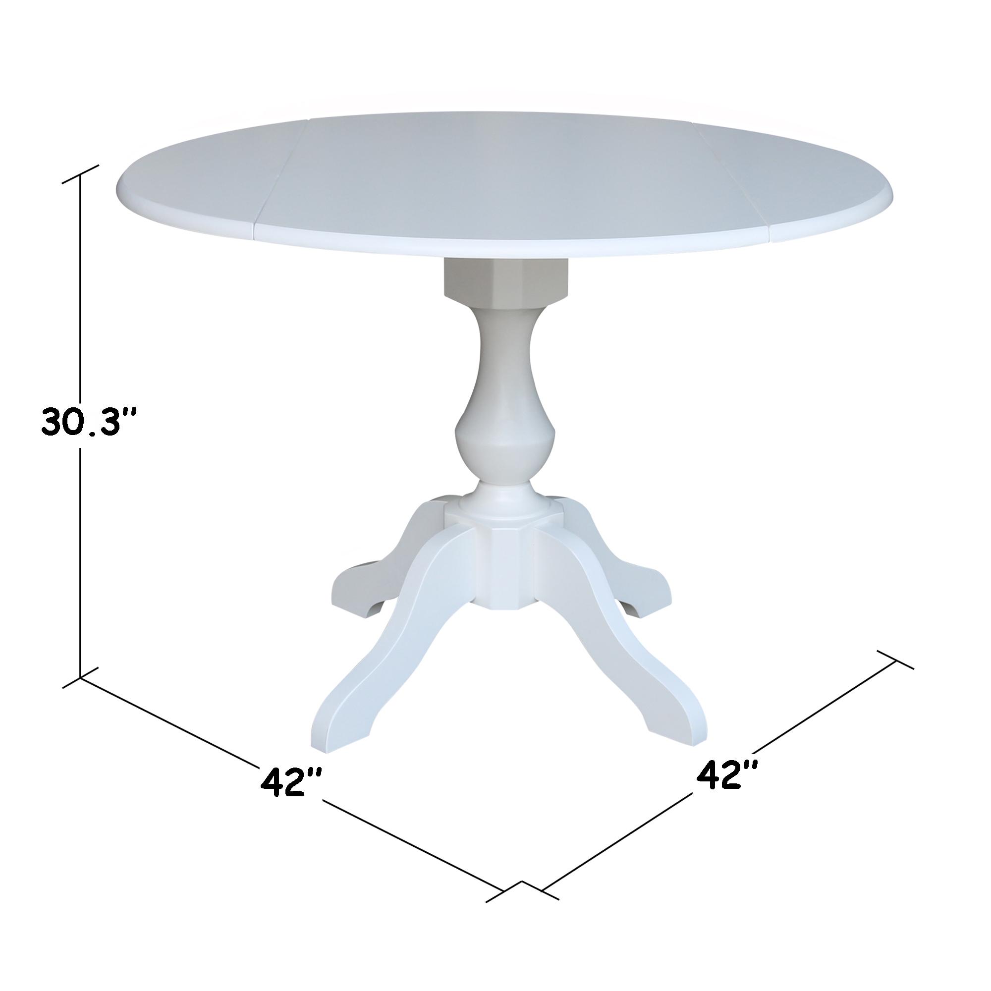 42" Patsy Round Top Dual Dining Table White - International Concepts: Drop Leaf, Seats 4