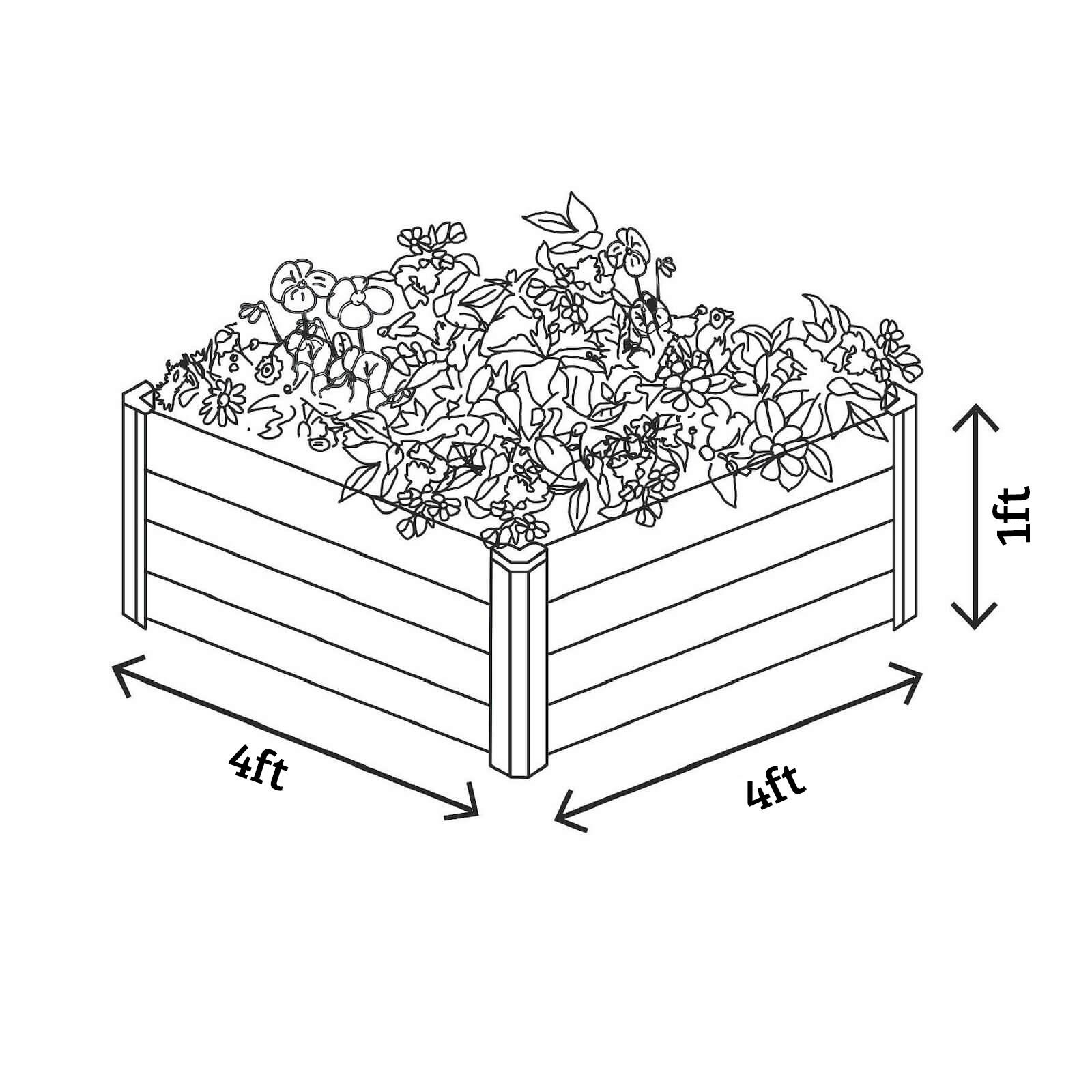 The Organic Garden Co Hakea 4' x 4' Metal Square Garden Bed