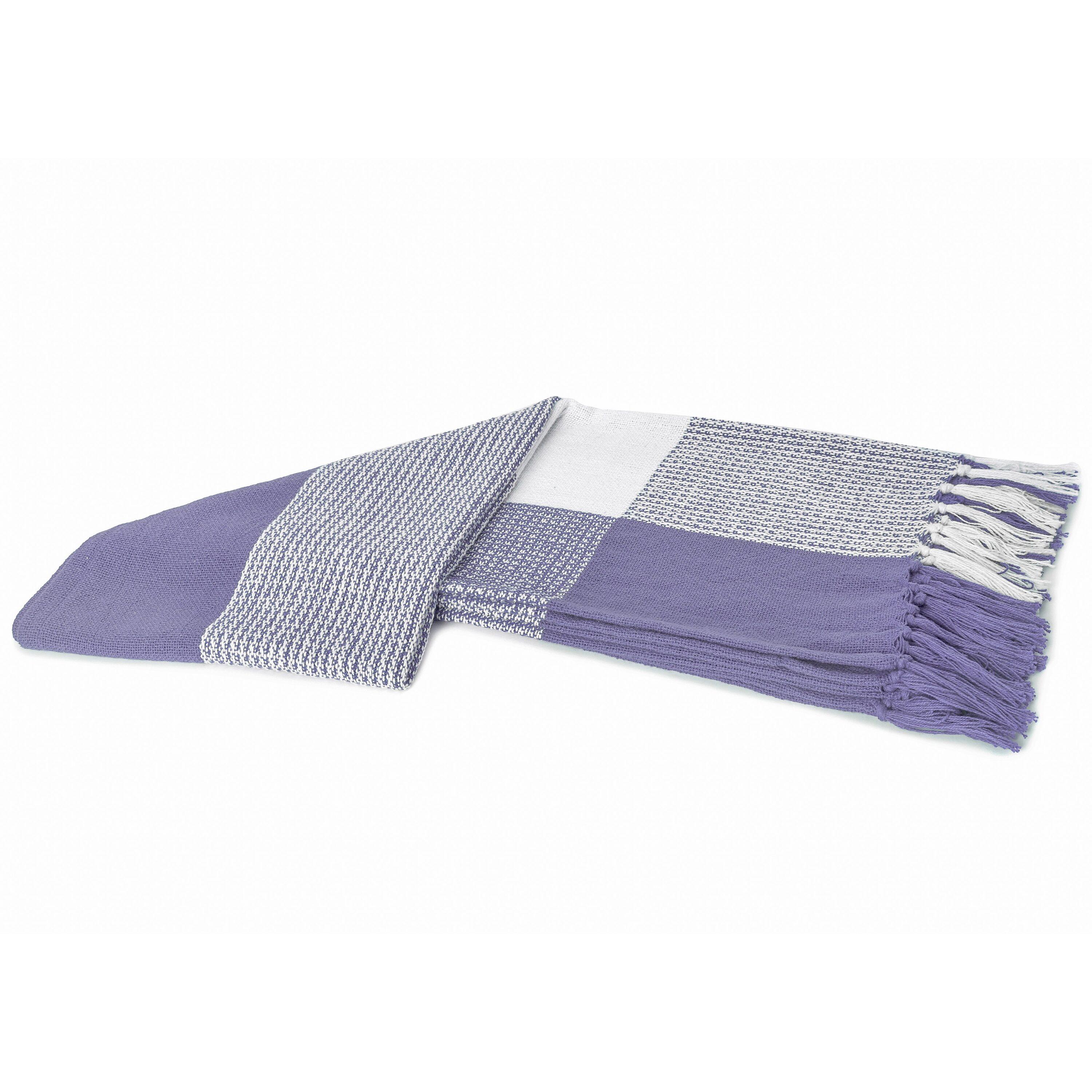 Ox Bay Pink/White Tartan Plaid Cotton Throw Blanket, 50" x 60"