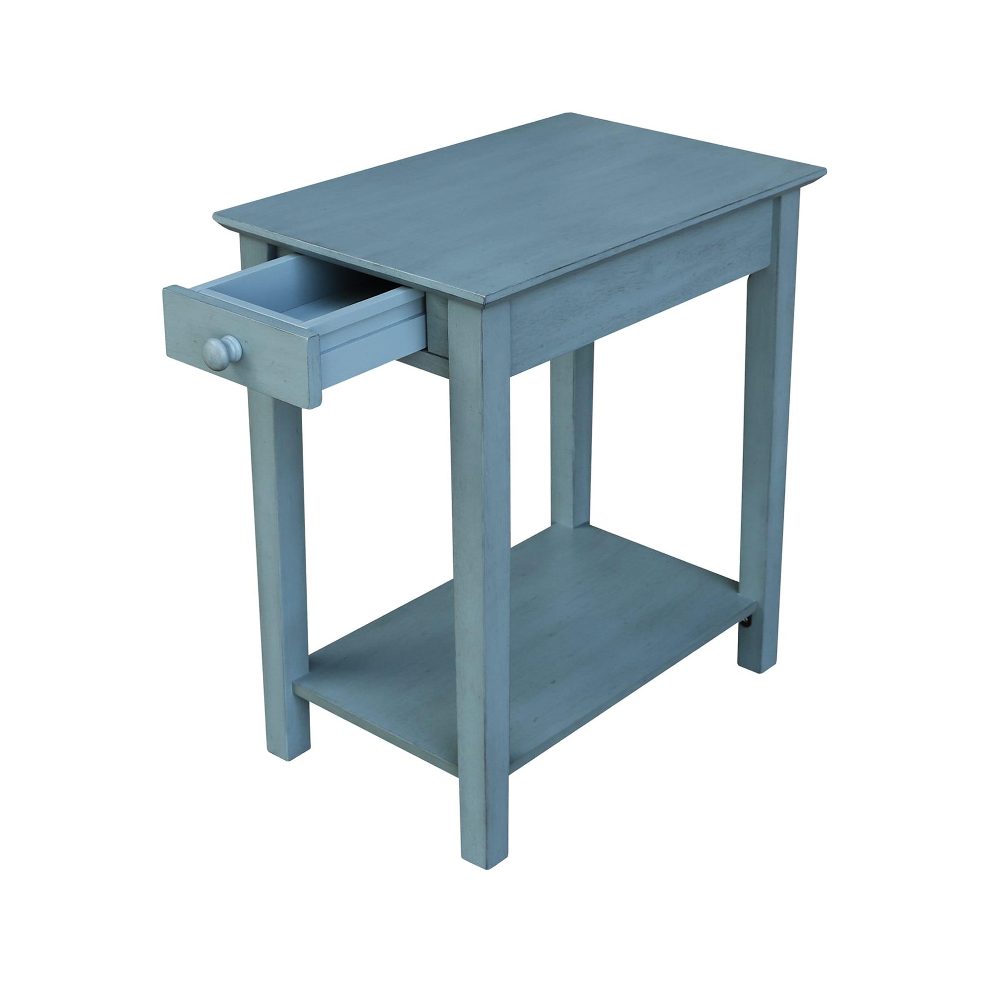 Narrow End Table Ocean Blue - International Concepts: Solid Wood, Mid-Century Modern, Drawer & Shelf